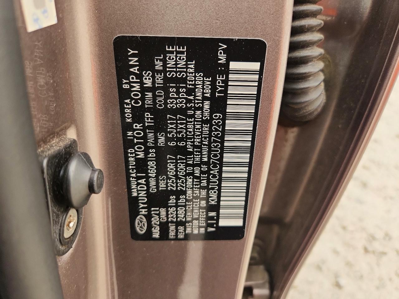 2012 Hyundai Tucson Gls Brown vin: KM8JUCAC7CU373239
