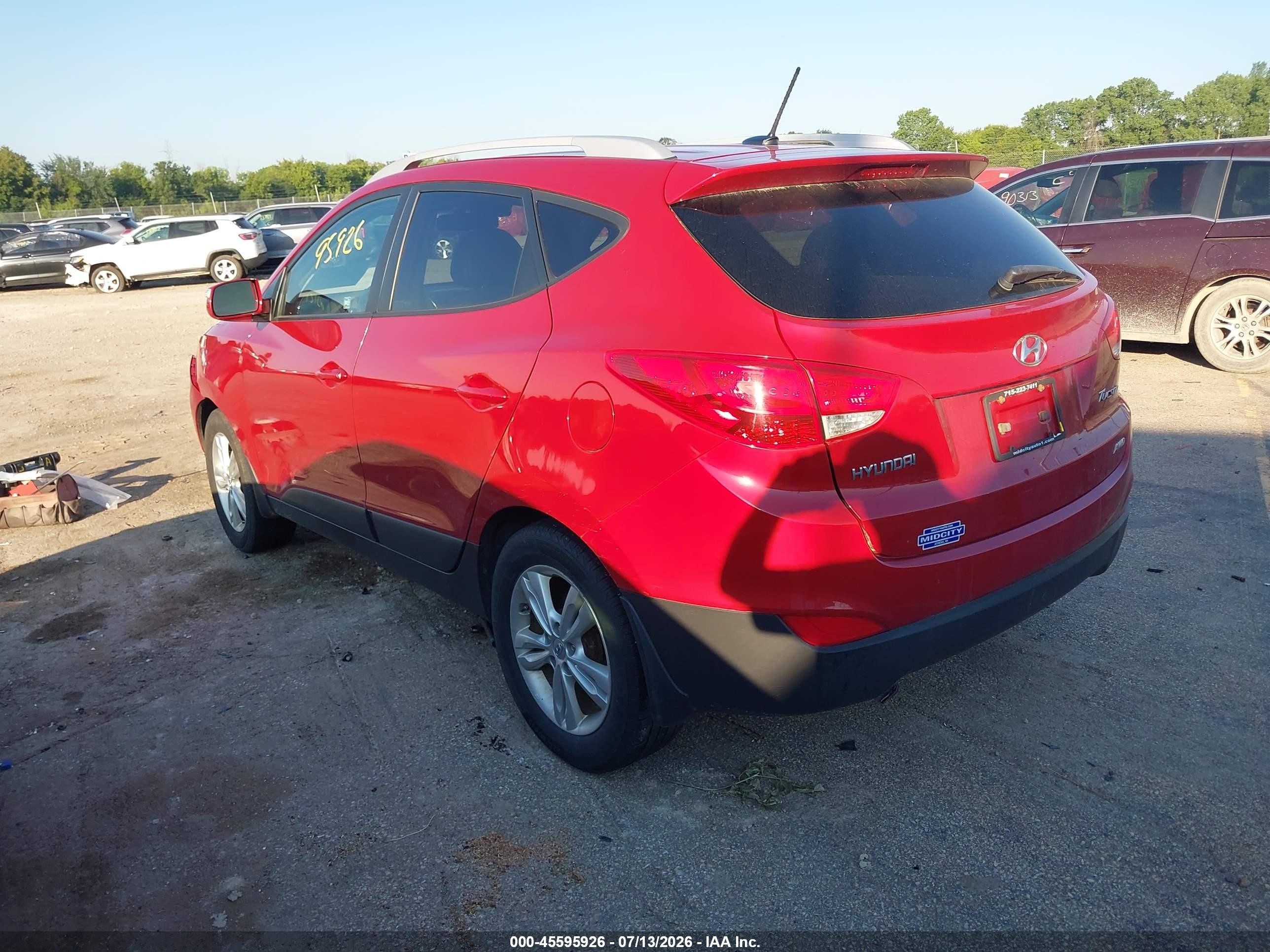 2012 Hyundai Tucson Gls Red vin: KM8JUCAC7CU509983