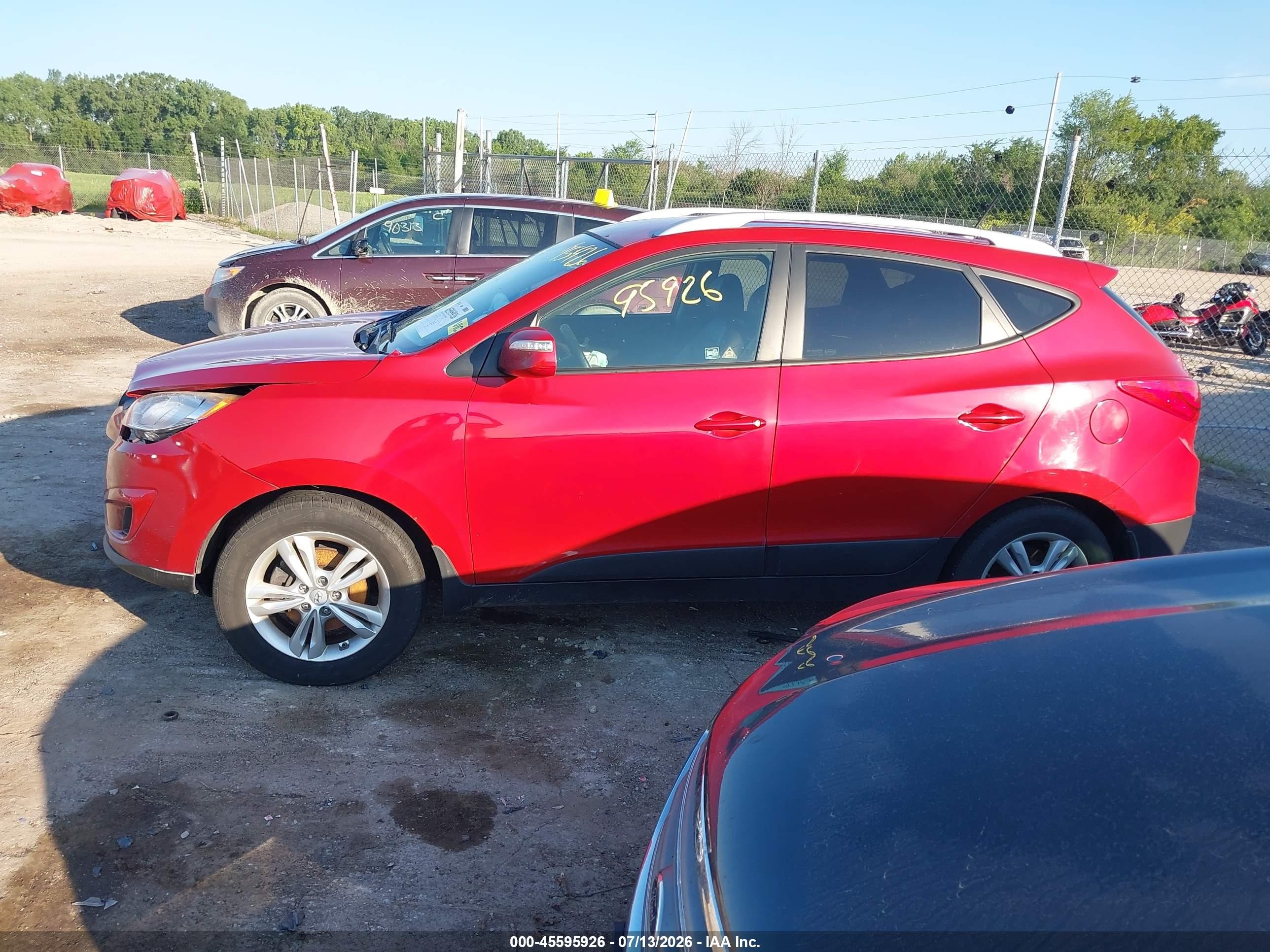 2012 Hyundai Tucson Gls Red vin: KM8JUCAC7CU509983