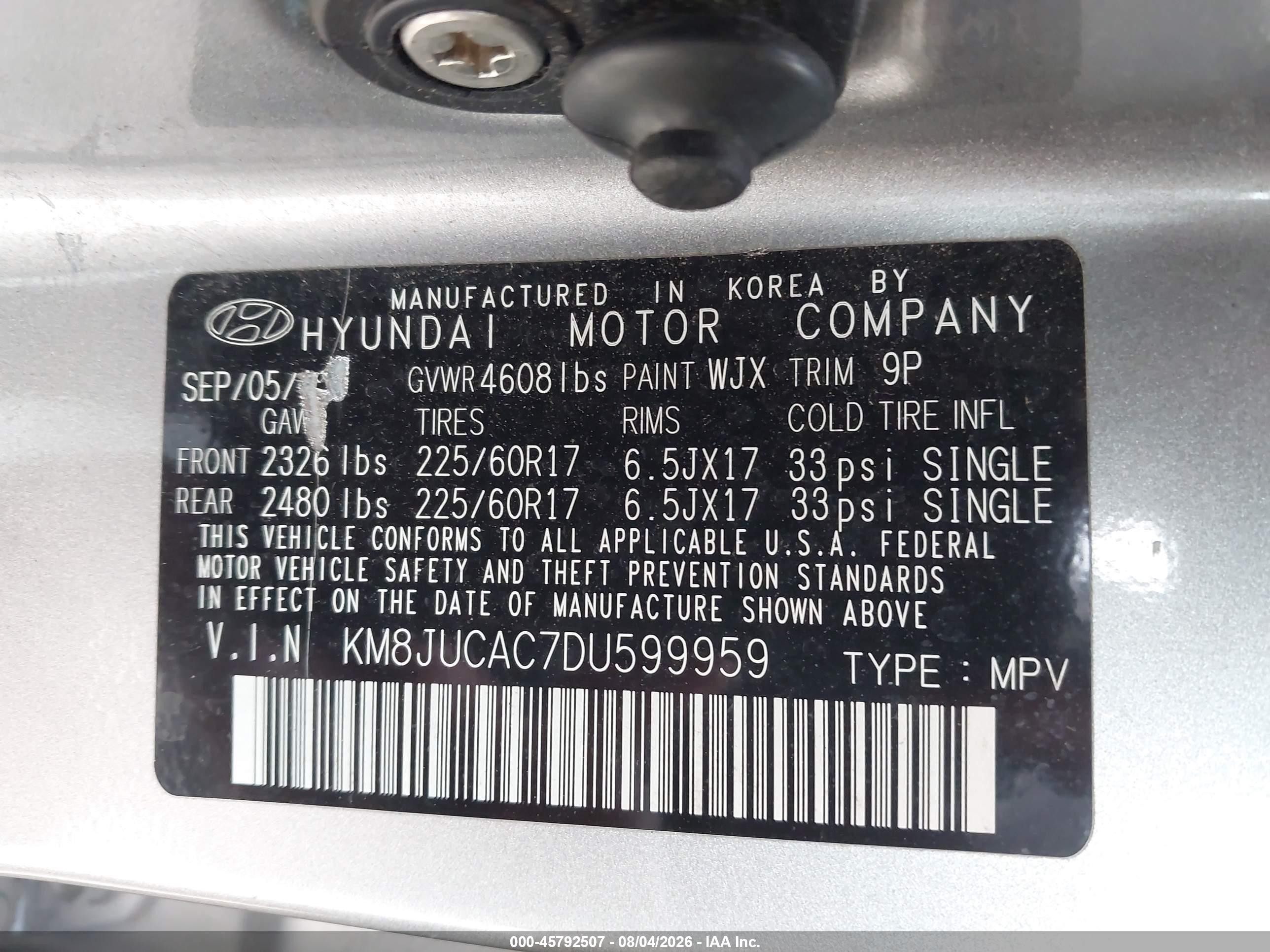 2013 Hyundai Tucson Gls Gray vin: KM8JUCAC7DU599959
