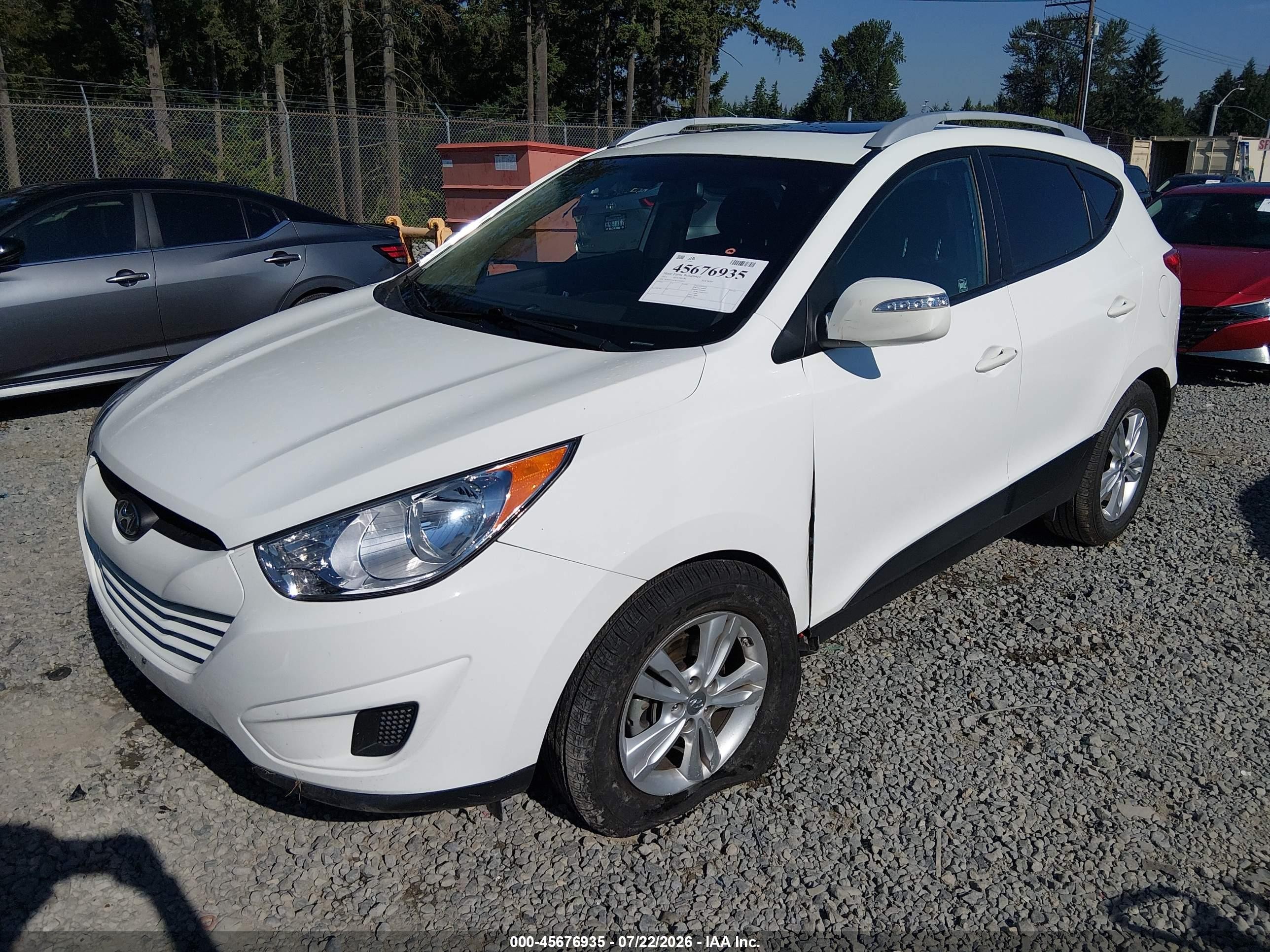 2012 Hyundai Tucson Gls White vin: KM8JUCAC8CU352853