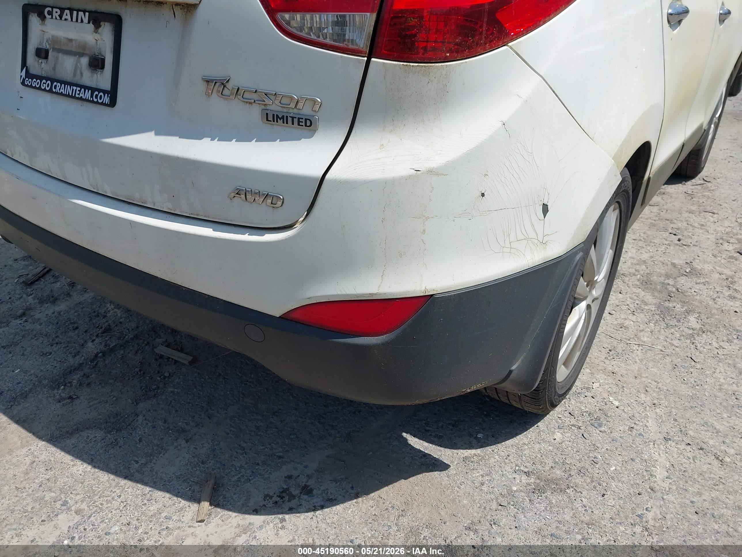 2012 Hyundai Tucson Limited White vin: KM8JUCAC9CU537574