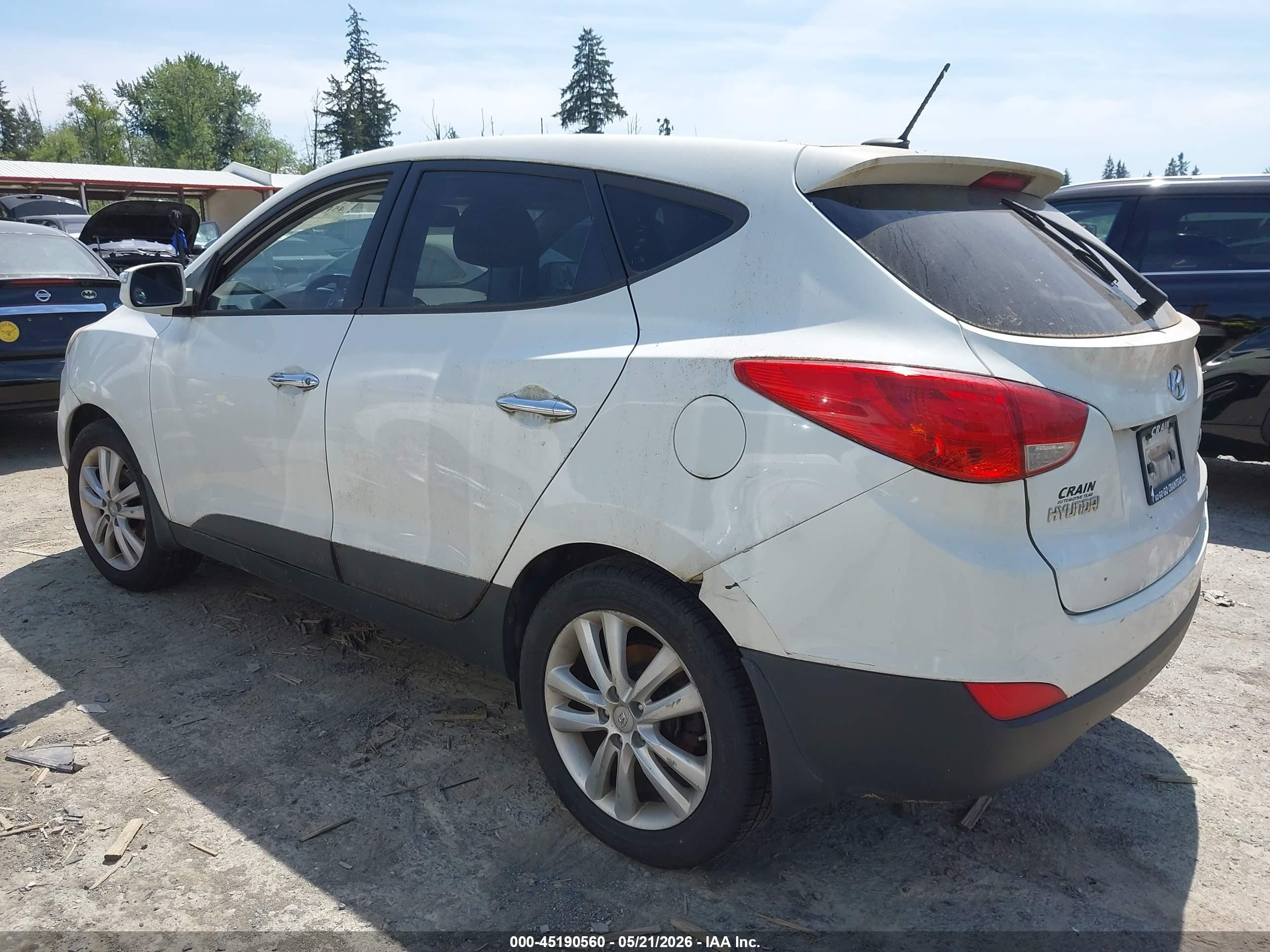 2012 Hyundai Tucson Limited White vin: KM8JUCAC9CU537574