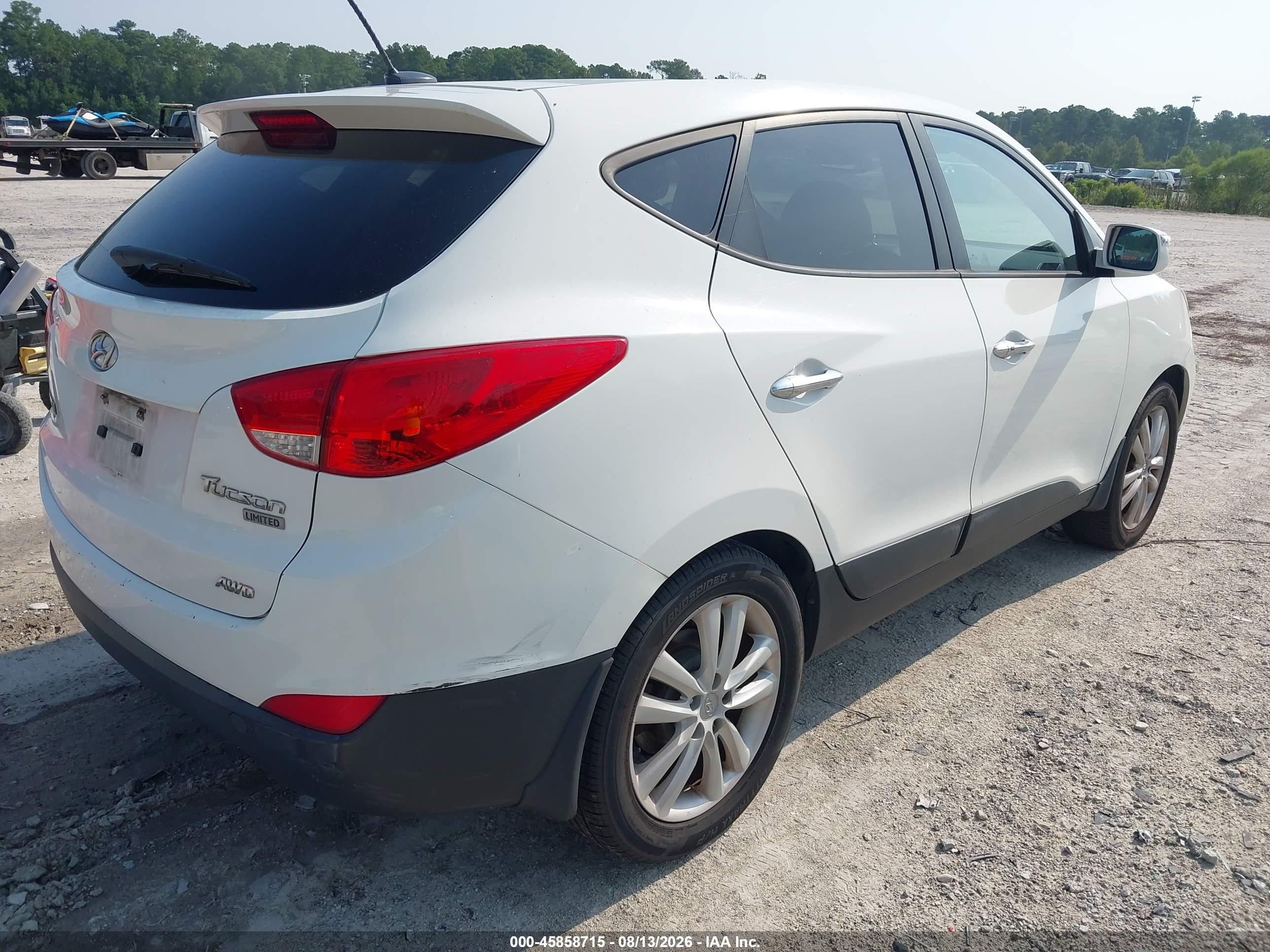 2013 Hyundai Tucson Limited White vin: KM8JUCACXDU665663