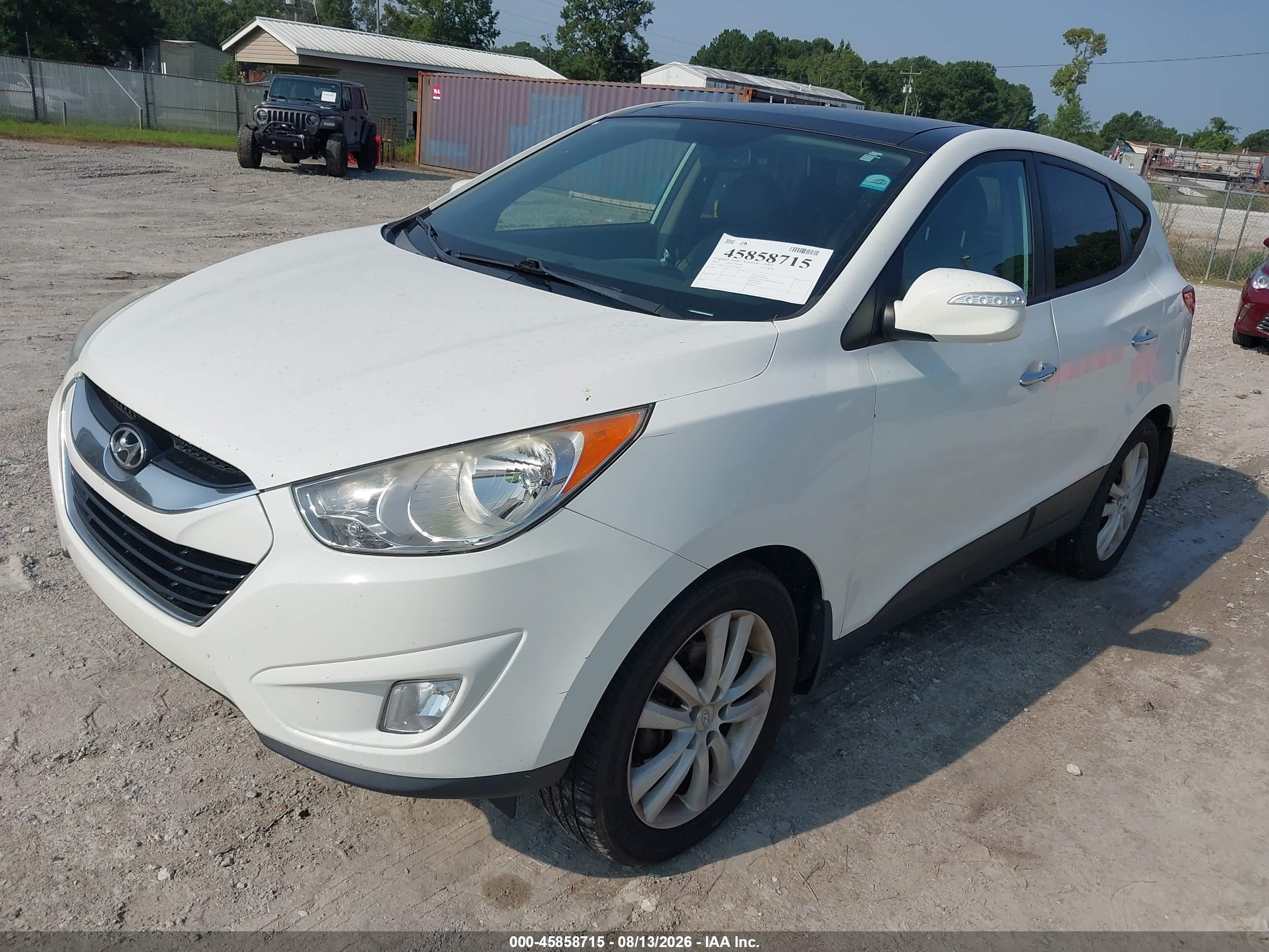 2013 Hyundai Tucson Limited White vin: KM8JUCACXDU665663