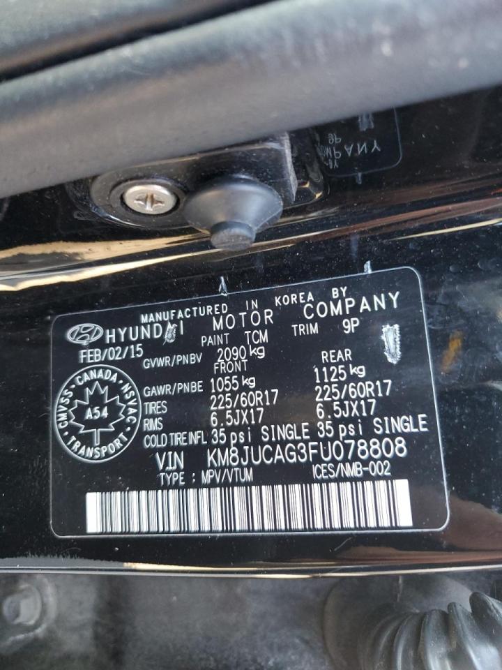2015 Hyundai Tucson Limited Черный vin: KM8JUCAG3FU078808
