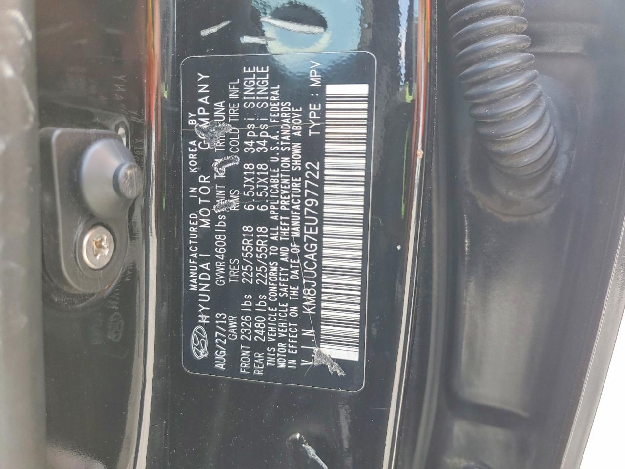 2014 Hyundai Tucson Limited Черный vin: KM8JUCAG7EU797722