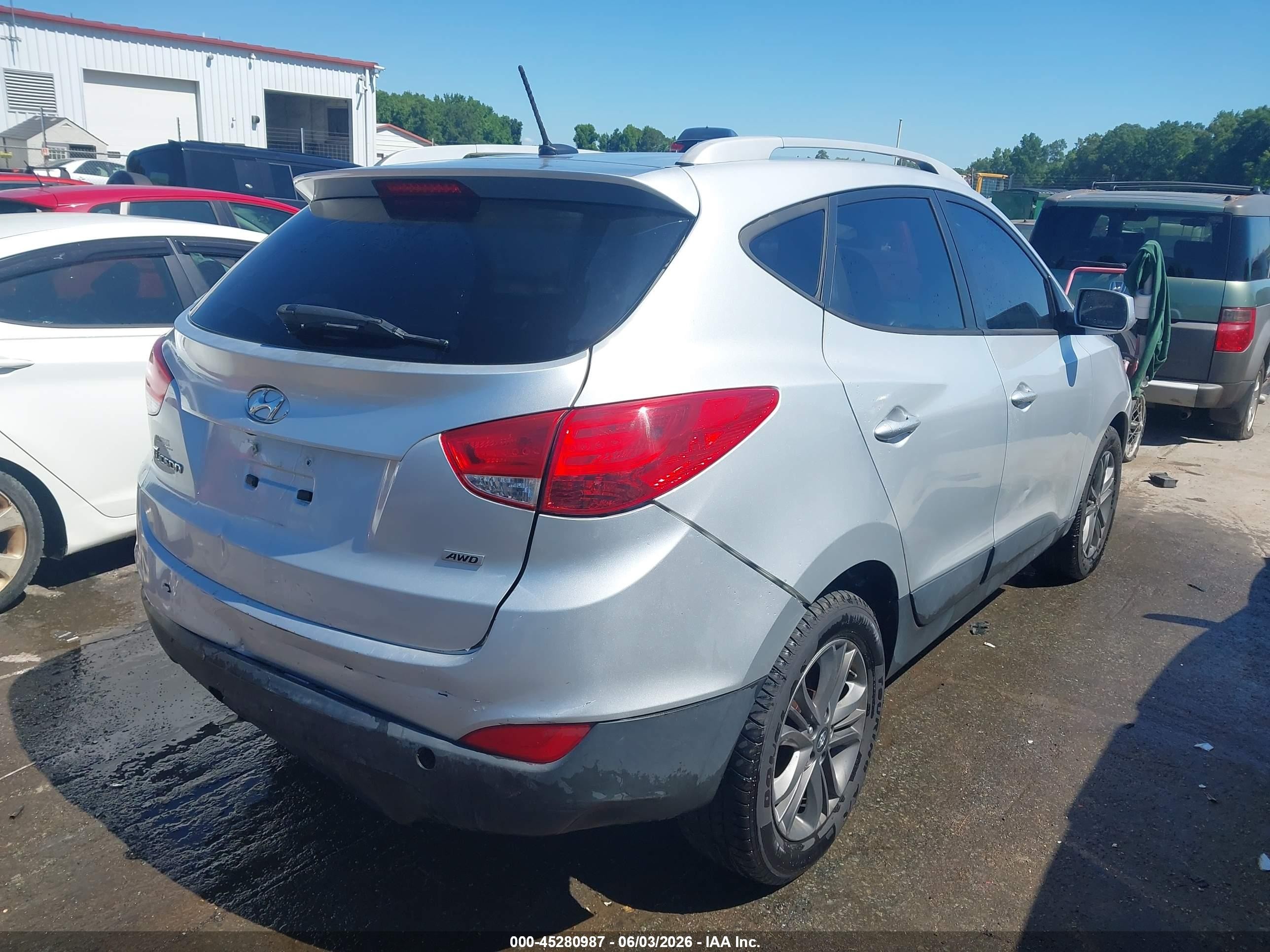 2014 Hyundai Tucson Se Silver vin: KM8JUCAG7EU830900
