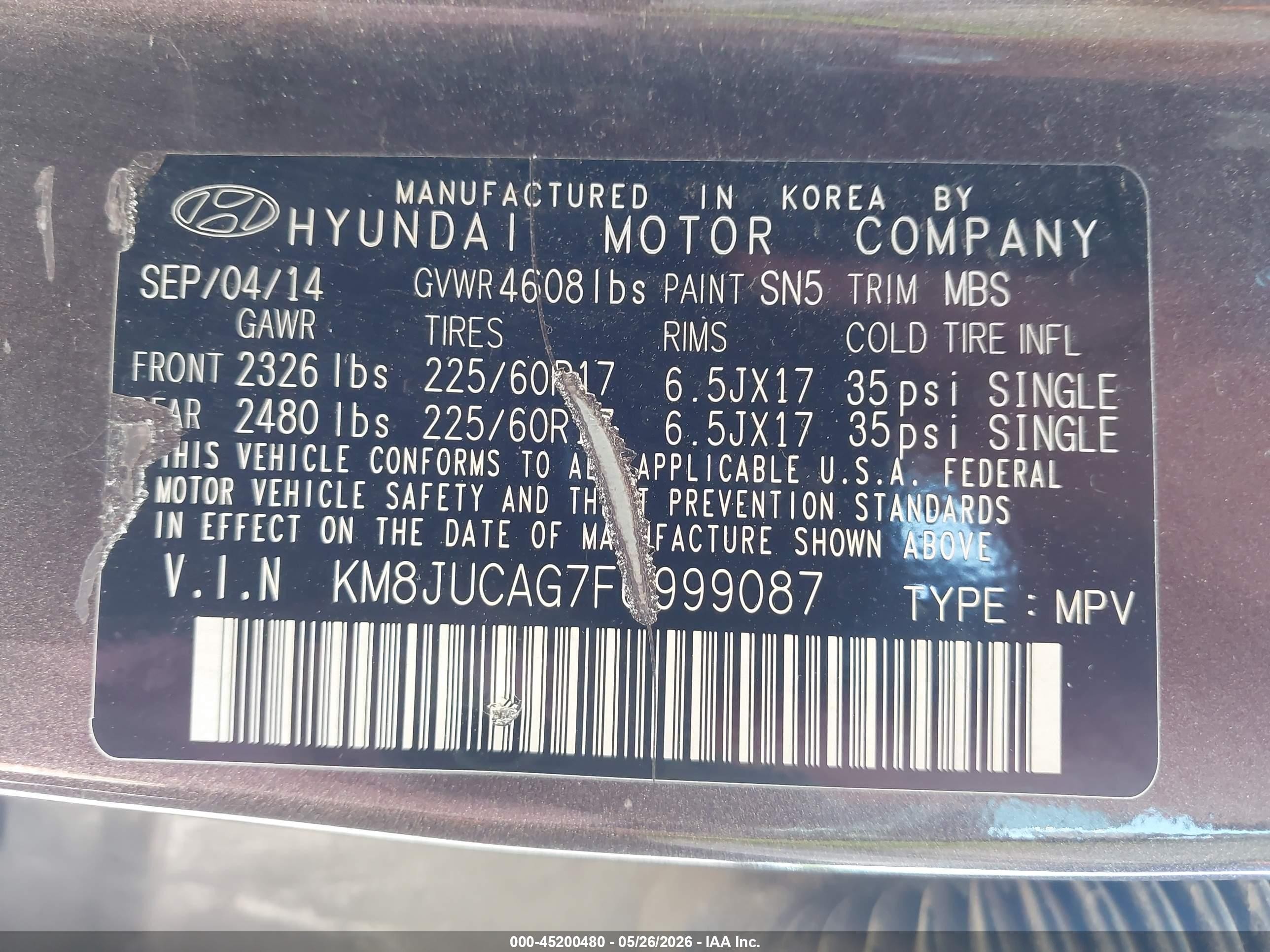 2015 Hyundai Tucson Se Brown vin: KM8JUCAG7FU999087