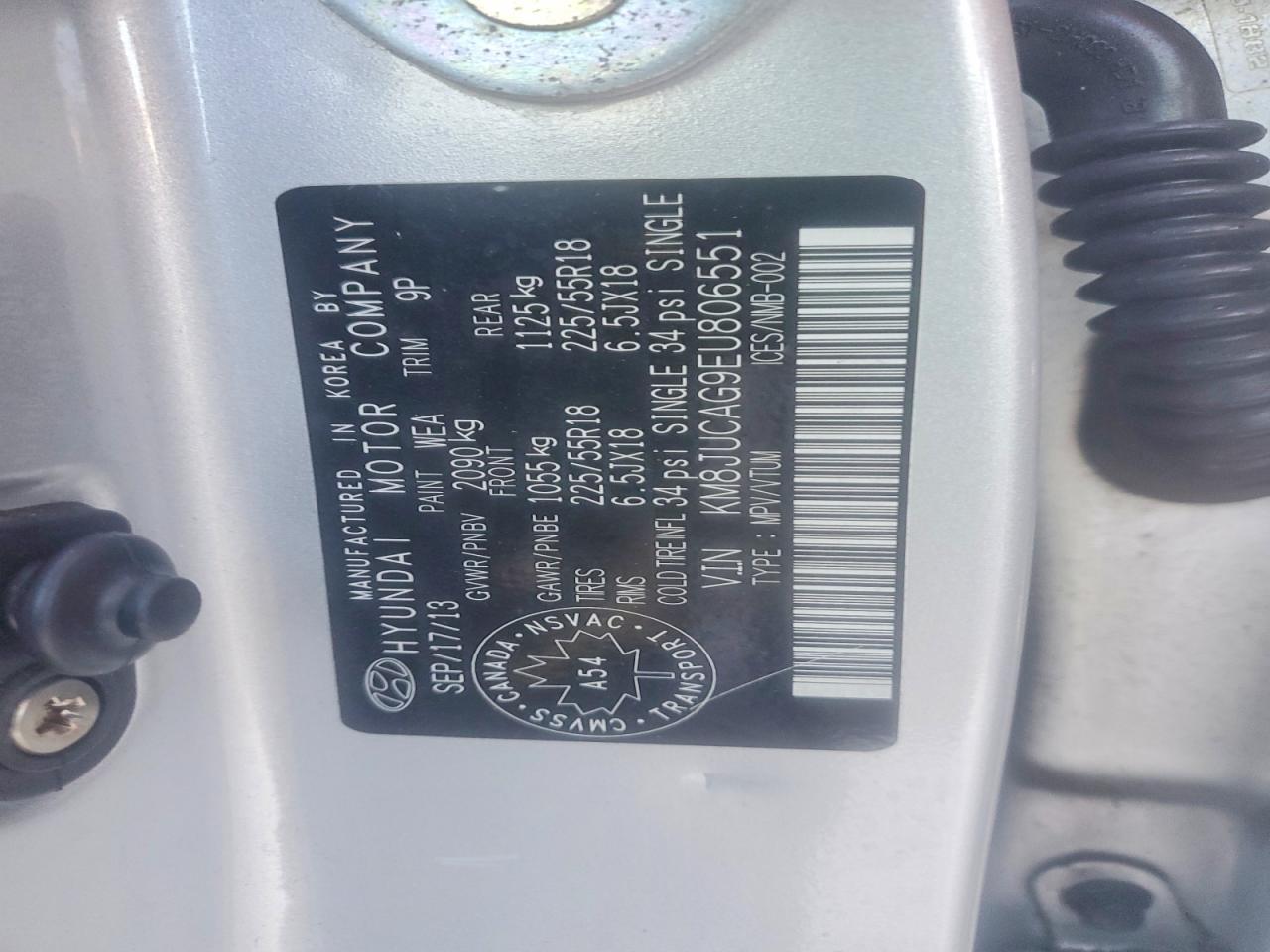 2014 Hyundai Tucson Gls Серебряный vin: KM8JUCAG9EU806551