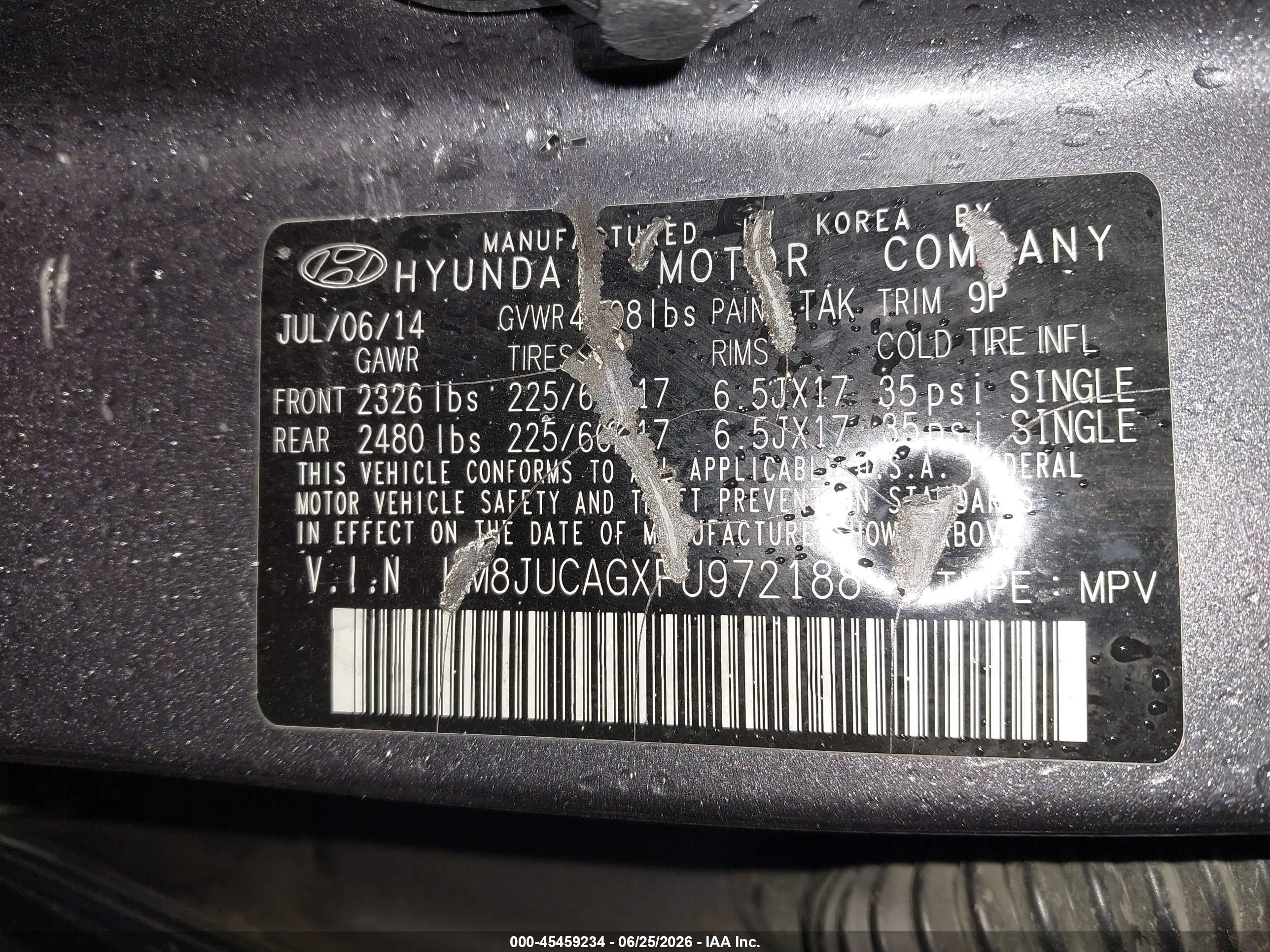 2015 Hyundai Tucson Se Gray vin: KM8JUCAGXFU972188
