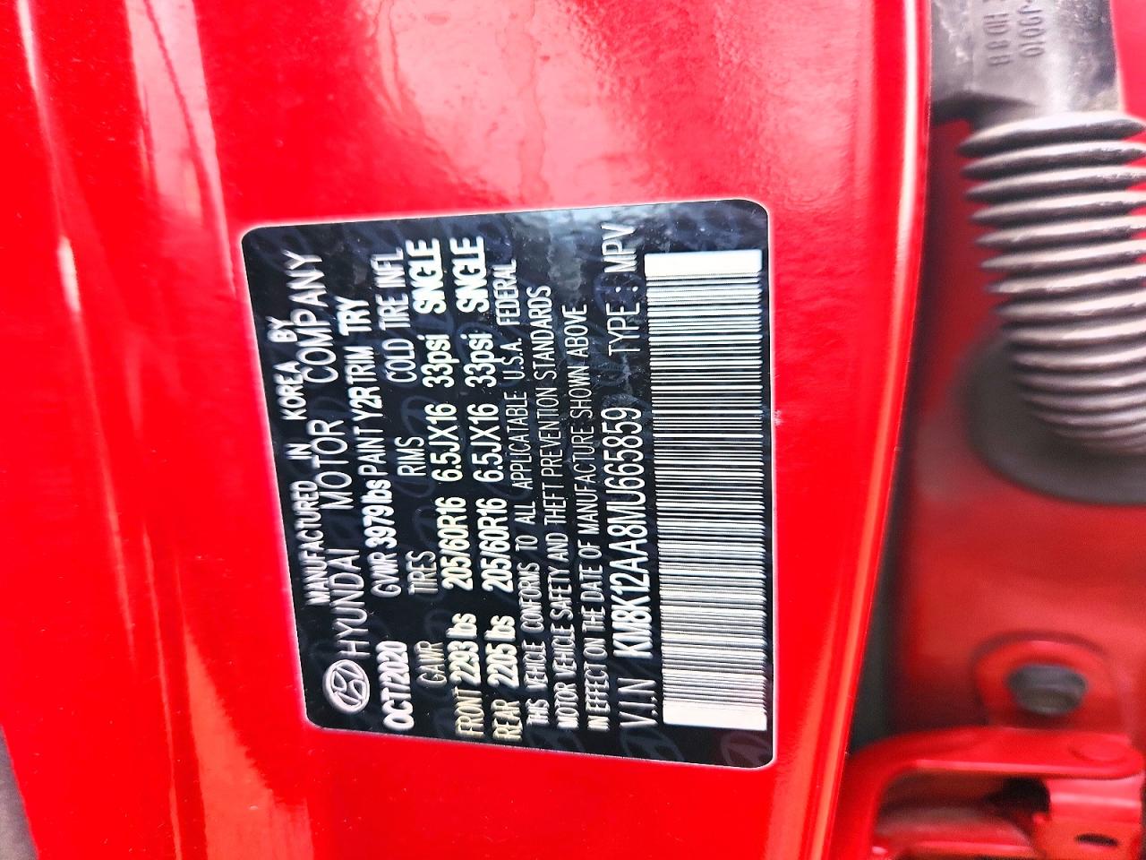 2021 Hyundai Kona Se Red vin: KM8K12AA8MU665859