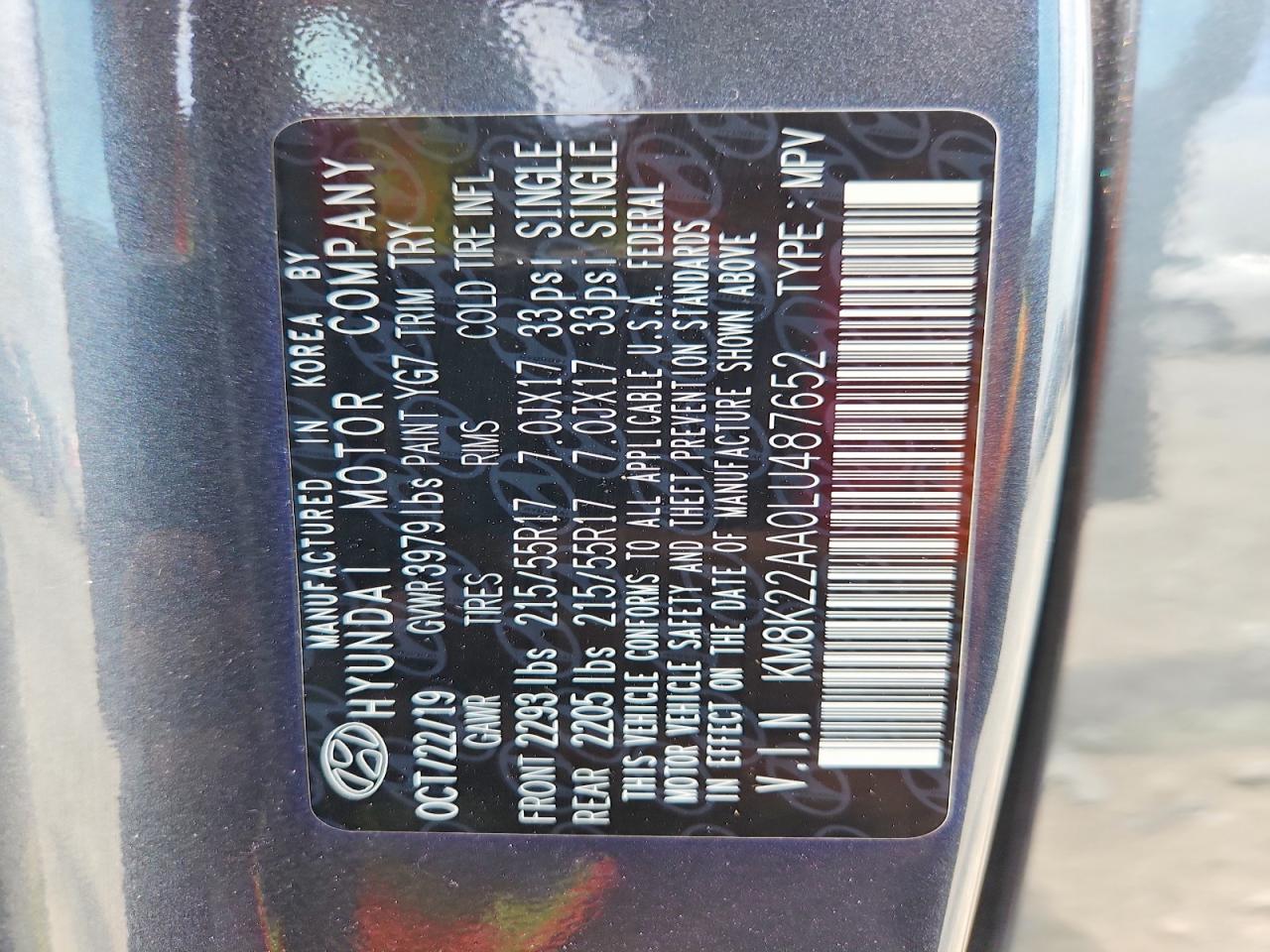 2020 Hyundai Kona Sel Gray vin: KM8K22AA0LU487652