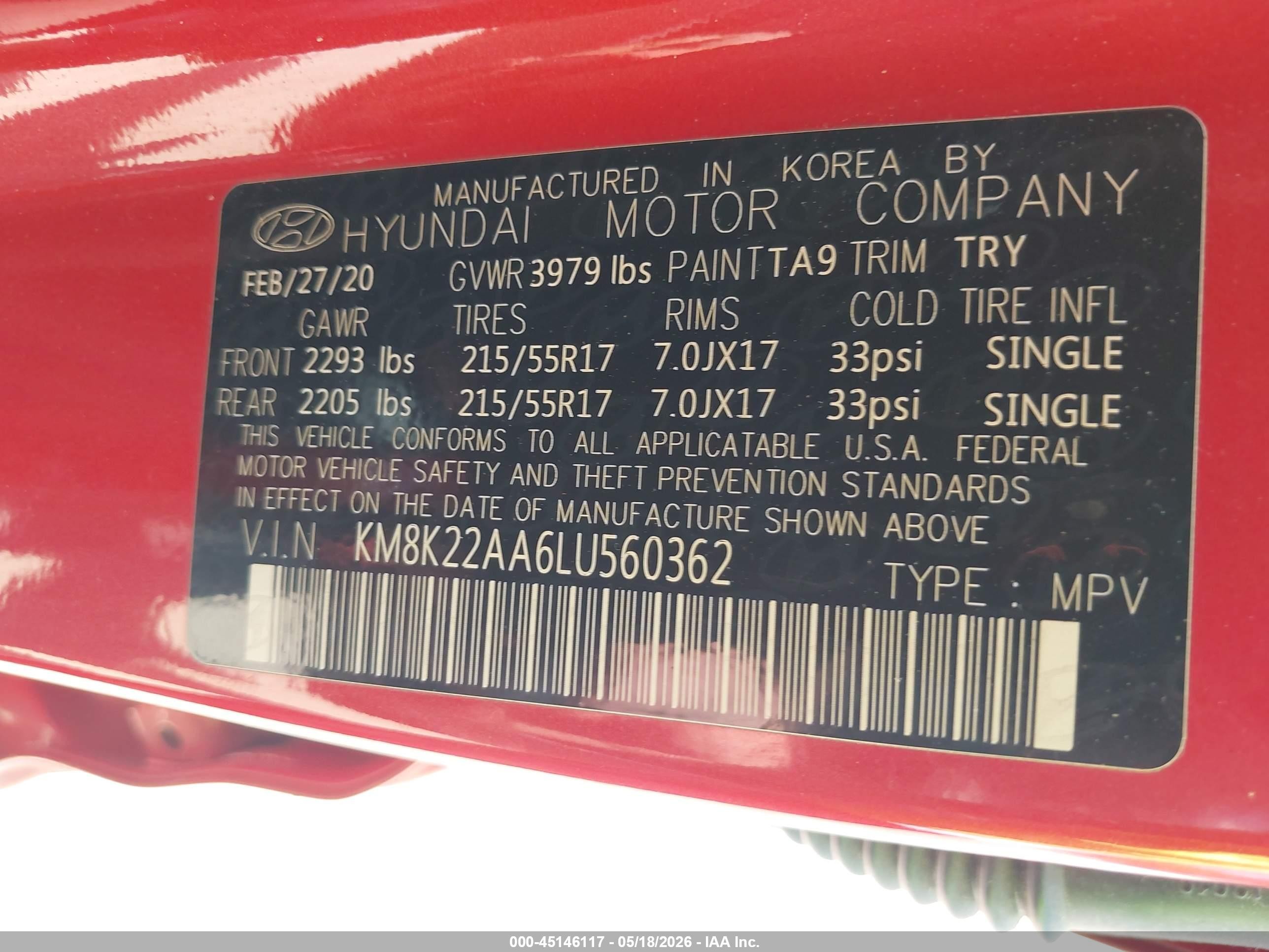 2020 Hyundai Kona Sel Оранжевый vin: KM8K22AA6LU560362