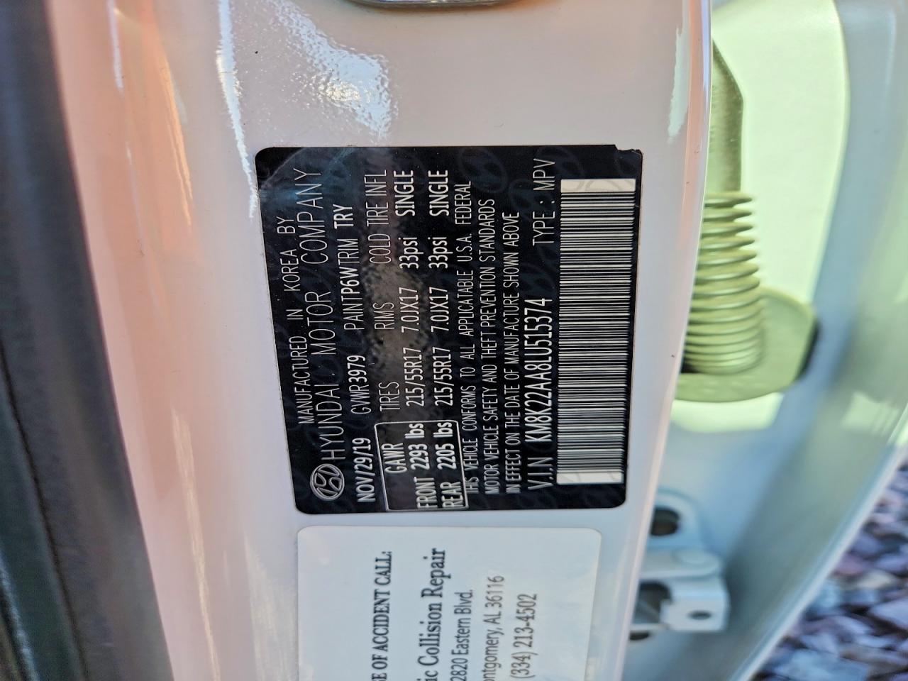 2020 Hyundai Kona Sel White vin: KM8K22AA8LU515374