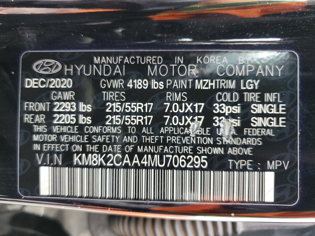2021 Hyundai Kona Sel Черный vin: KM8K2CAA4MU706295