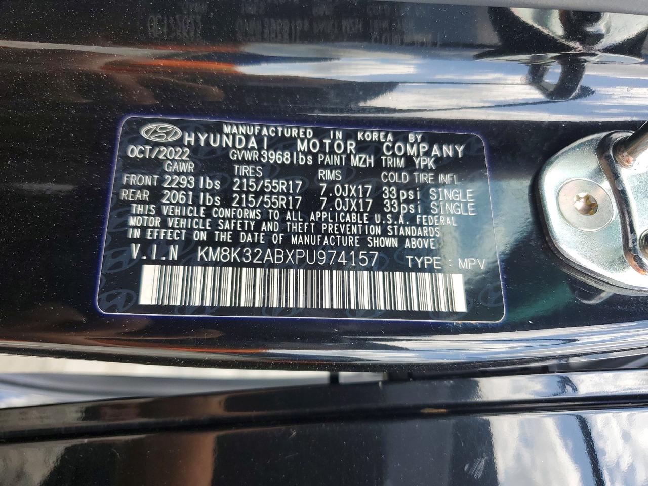 2023 Hyundai Kona Sel Black vin: KM8K32ABXPU974157