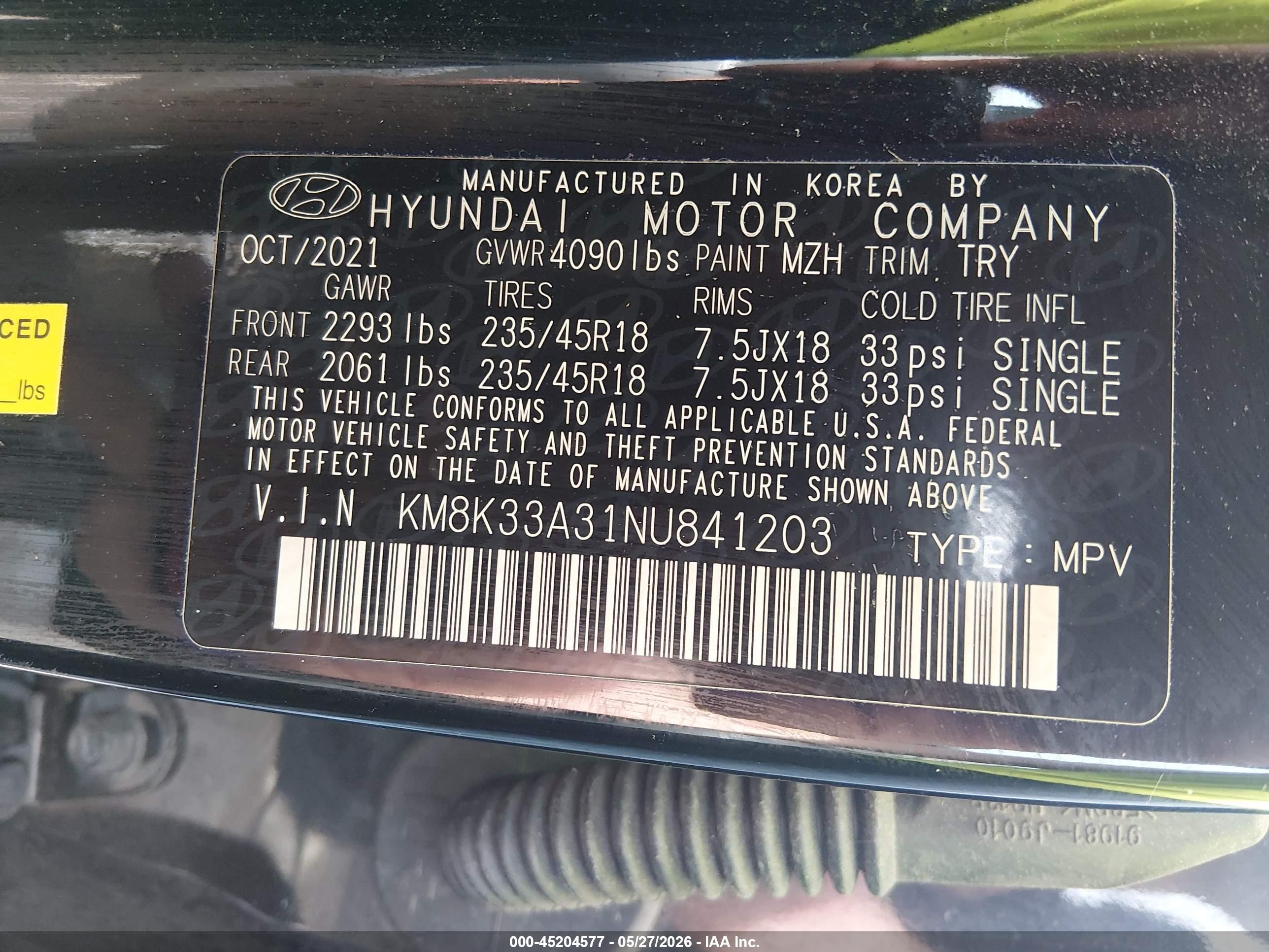 2022 Hyundai Kona N Line Черный vin: KM8K33A31NU841203