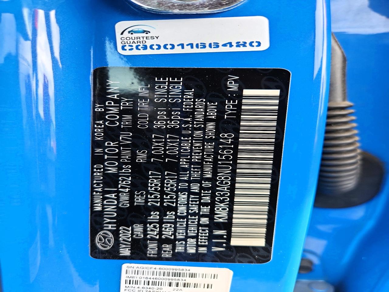 2022 Hyundai Kona Sel Blue vin: KM8K33AG8NU156148