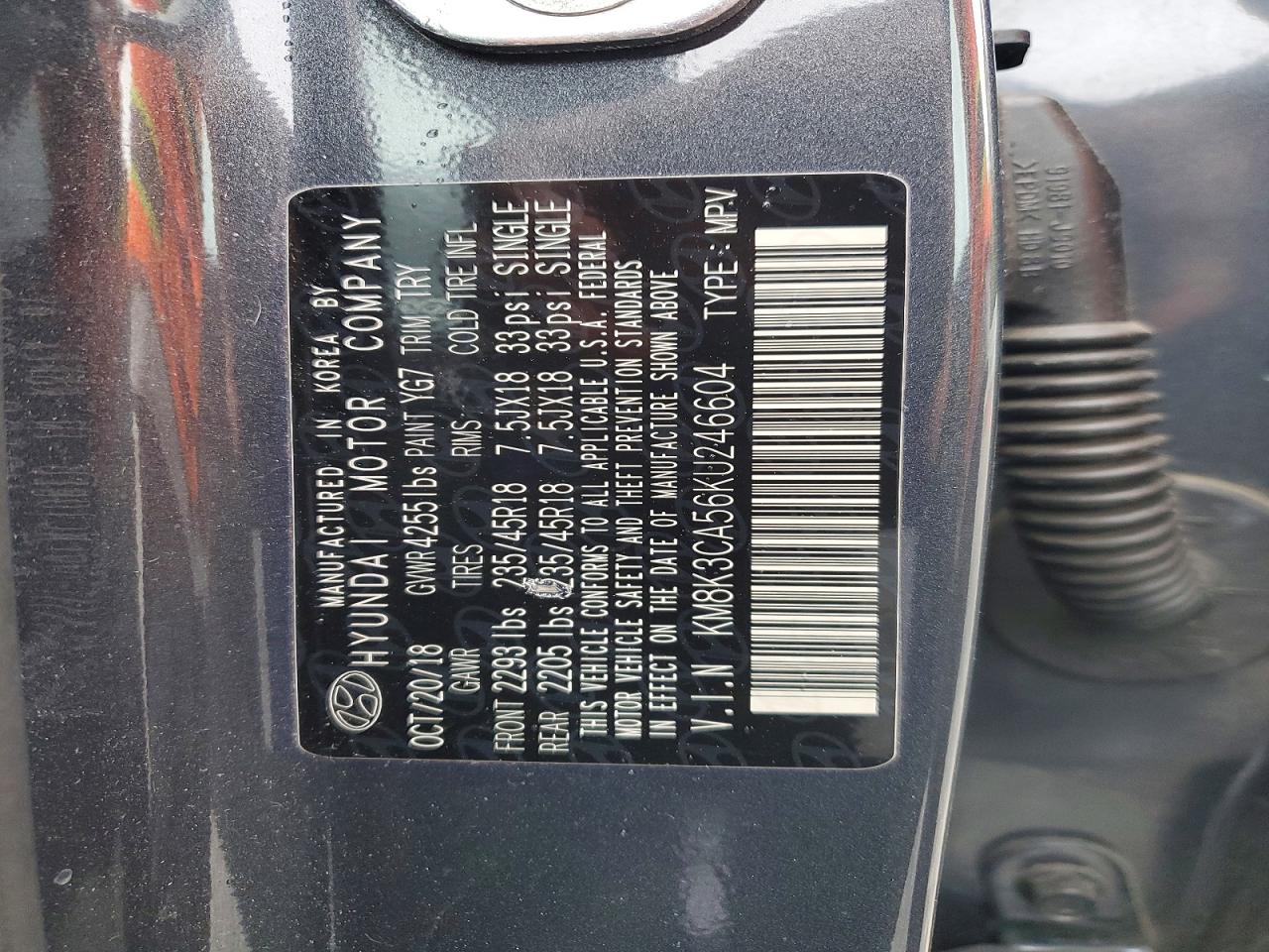 2019 Hyundai Kona Limited Gray vin: KM8K3CA56KU246604