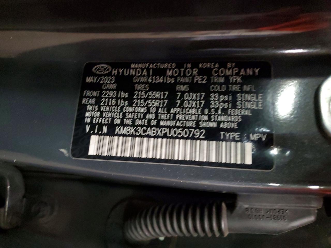 2023 Hyundai Kona Sel Gray vin: KM8K3CABXPU050792