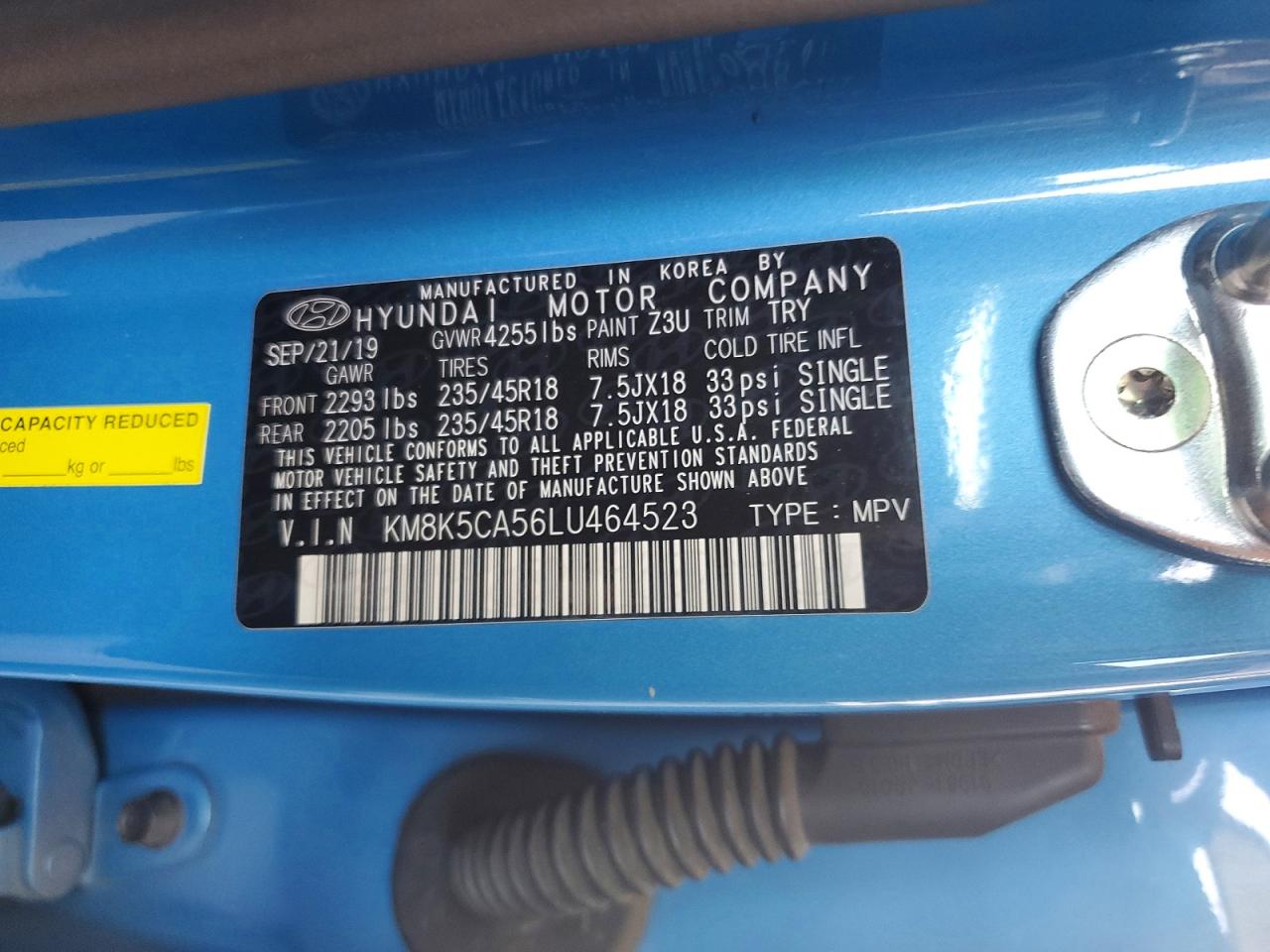 2020 Hyundai Kona Ultimate Blue vin: KM8K5CA56LU464523