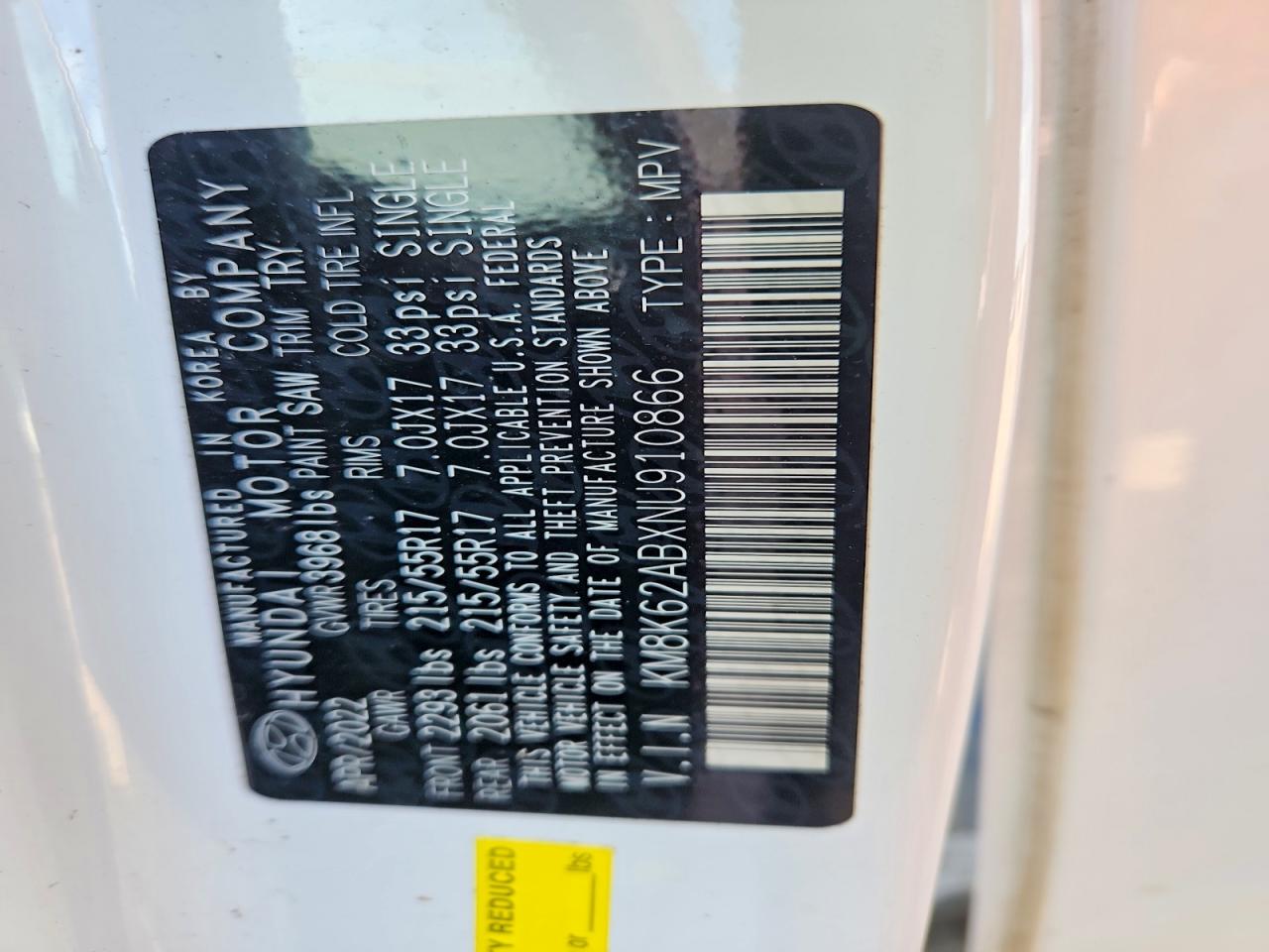 2022 Hyundai Kona Sel White vin: KM8K62ABXNU910866