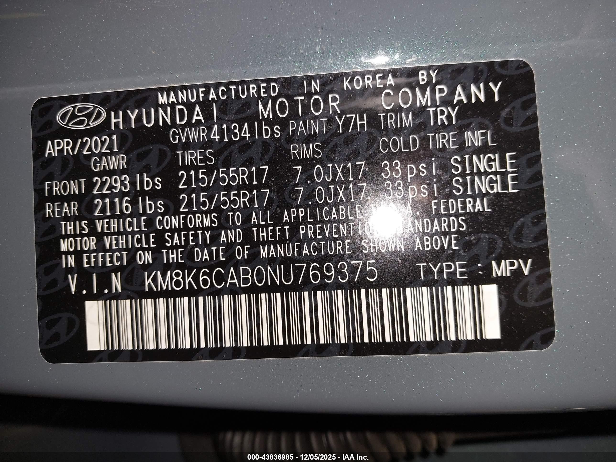 2022 Hyundai Kona Sel Серый vin: KM8K6CAB0NU769375