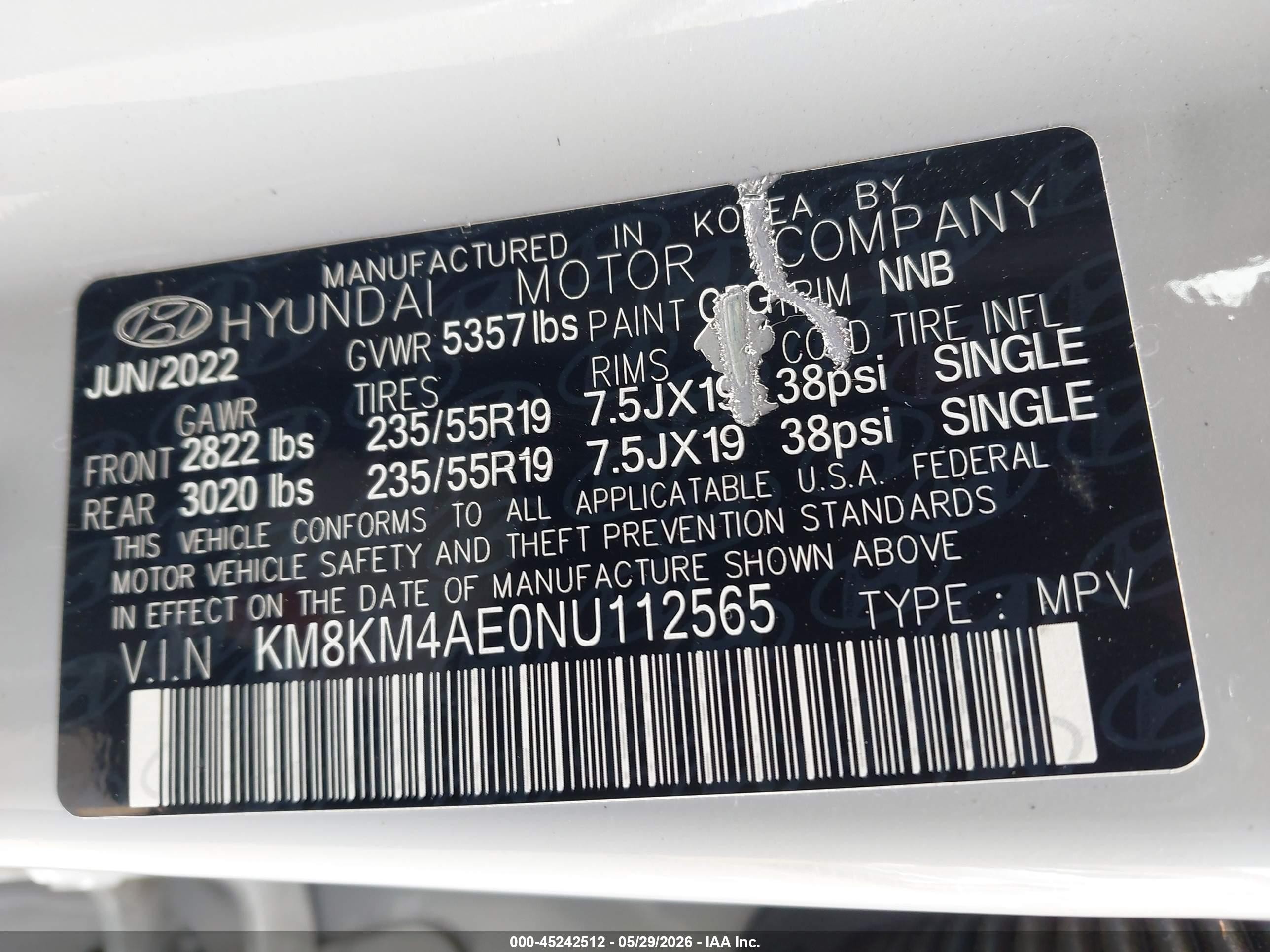 2022 Hyundai Ioniq 5 Se Gray vin: KM8KM4AE0NU112565