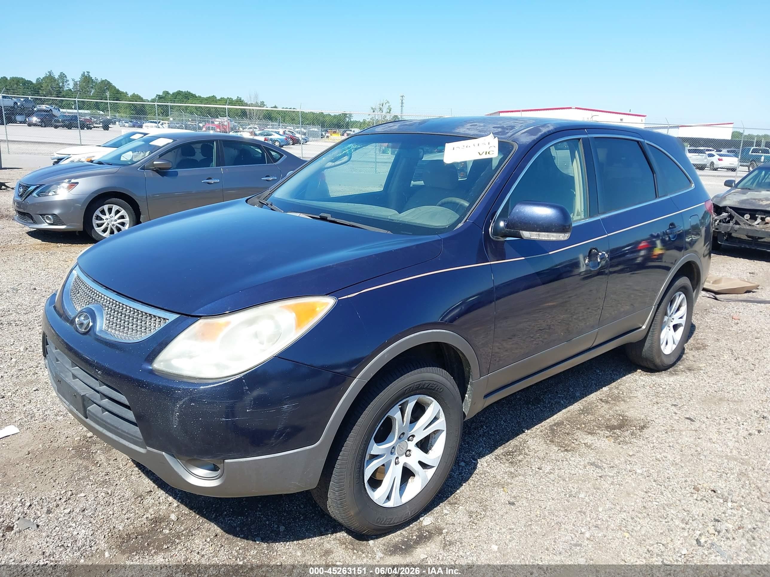 2008 Hyundai Veracruz Gls/limited/se Blue vin: KM8NU13C18U034356