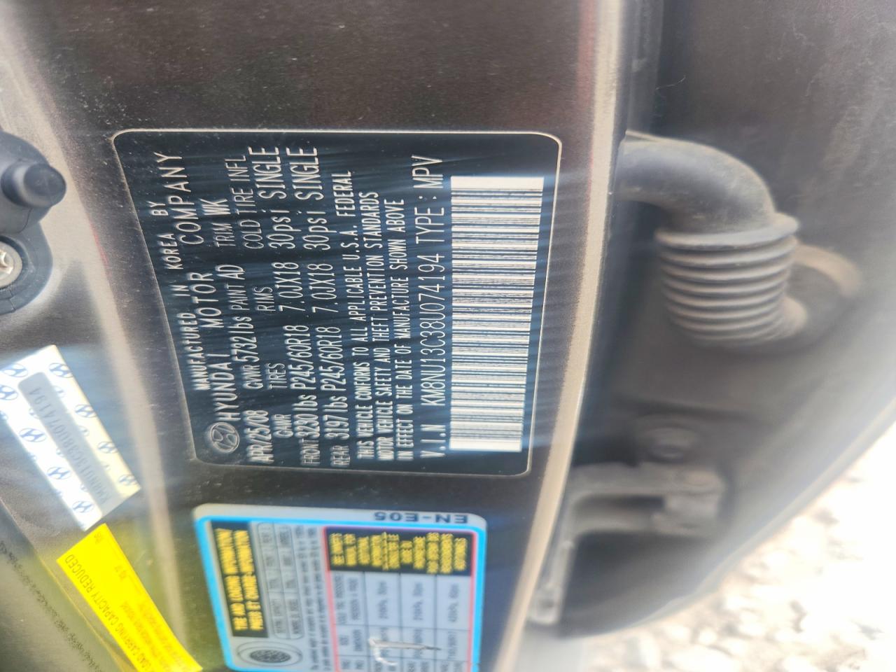 2008 Hyundai Veracruz Gls Gray vin: KM8NU13C38U074194