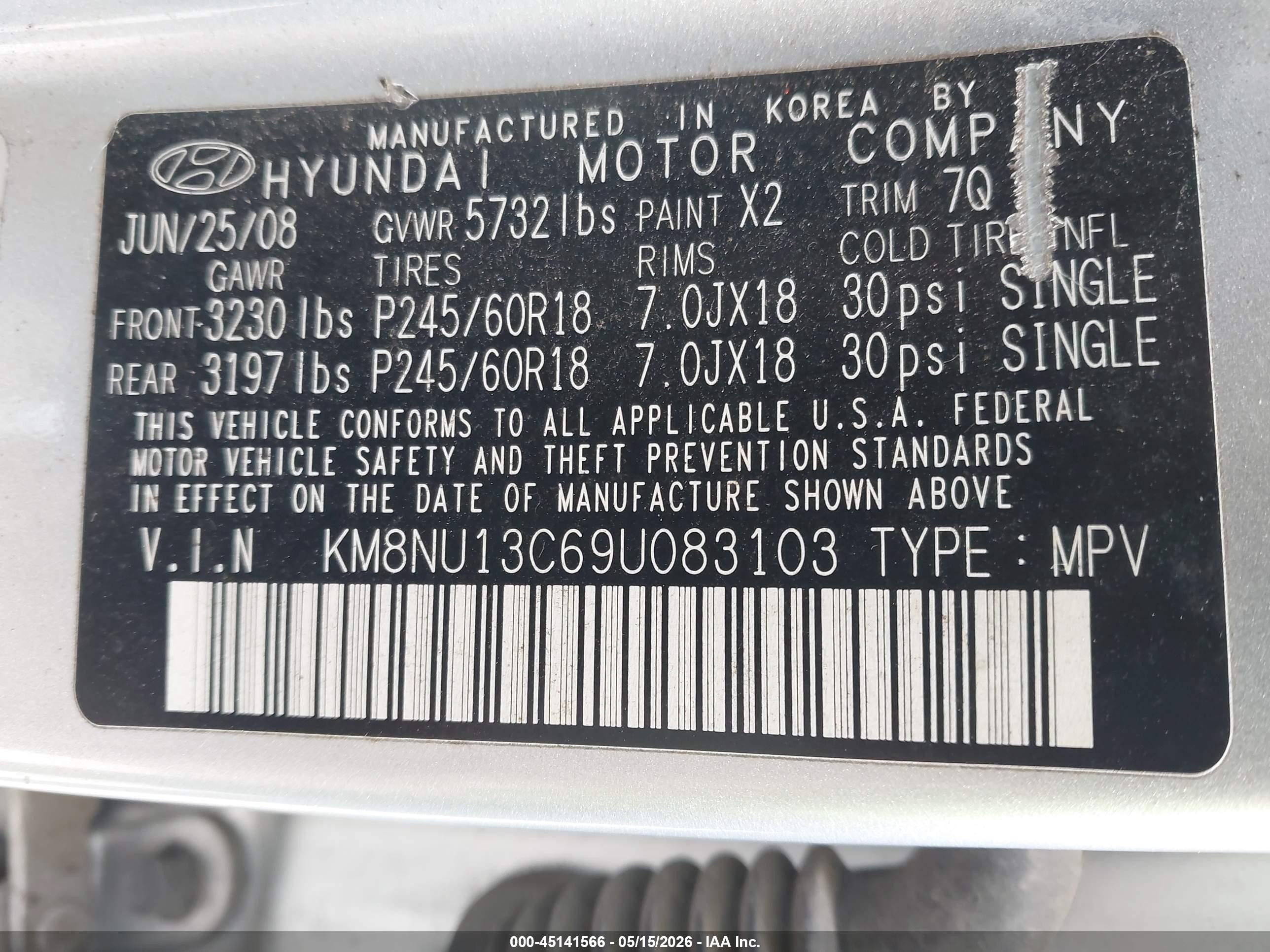 2009 Hyundai Veracruz Limited Gray vin: KM8NU13C69U083103