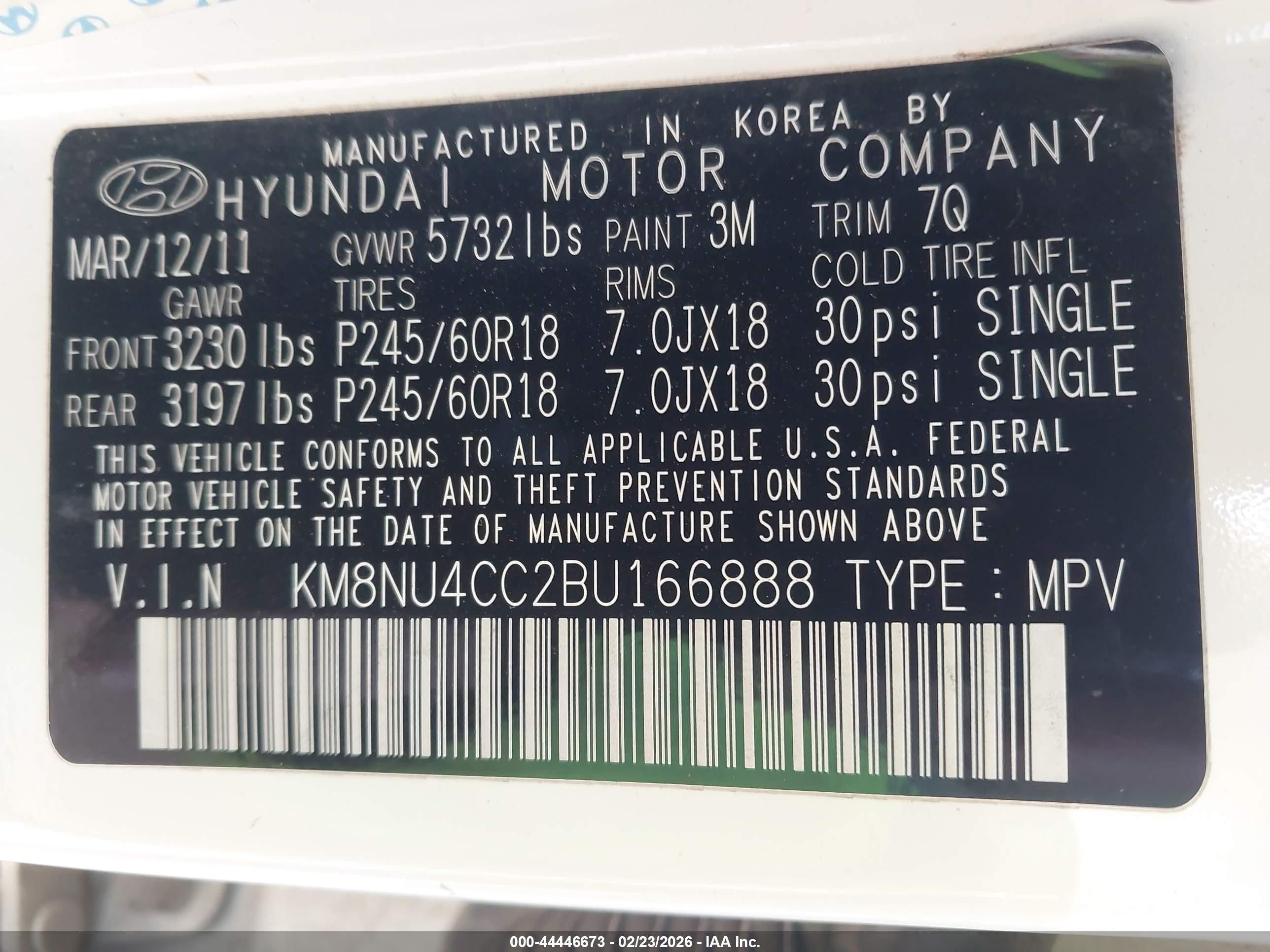 2011 Hyundai Veracruz Limited White vin: KM8NU4CC2BU166888