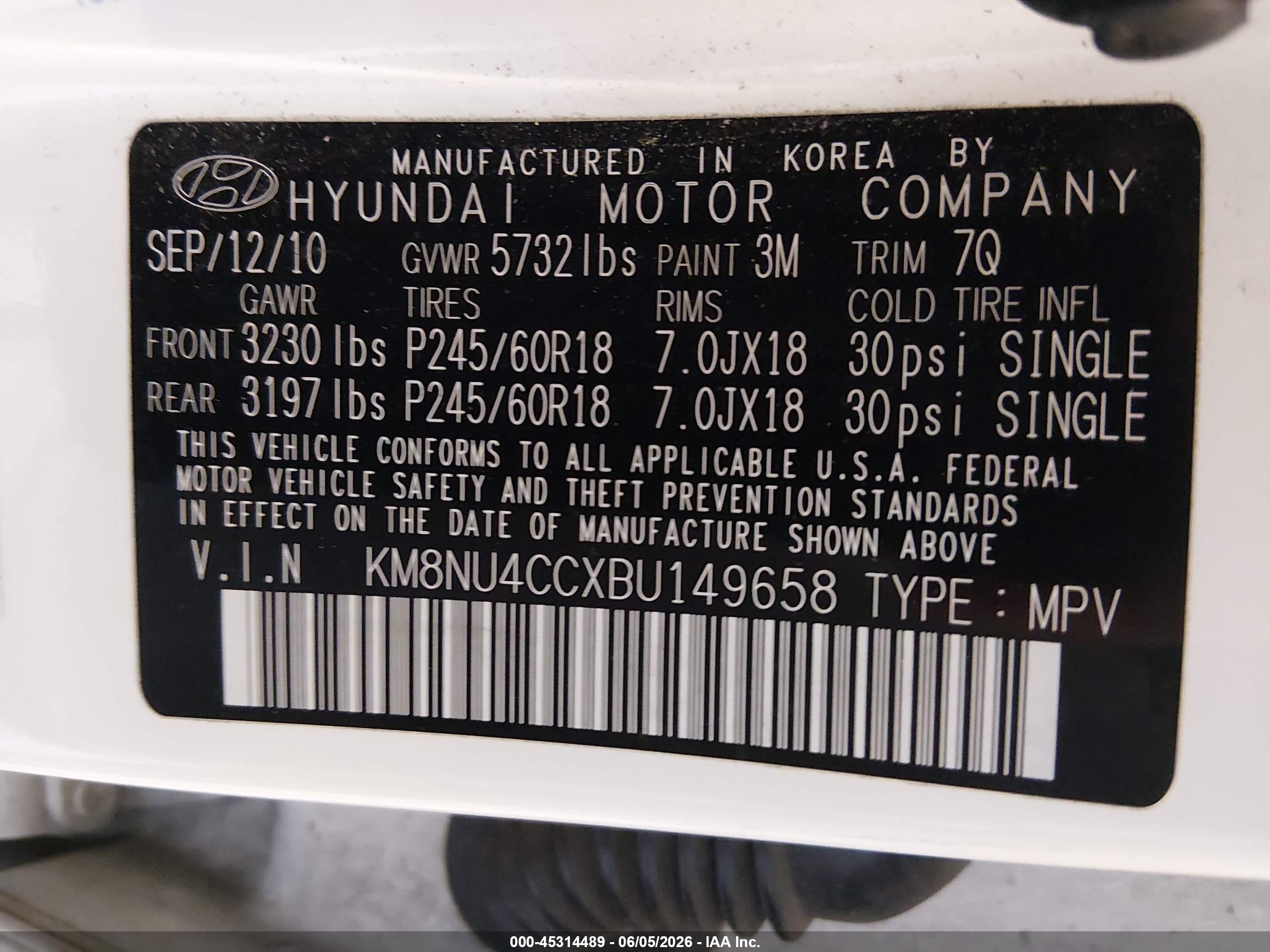 2011 Hyundai Veracruz Limited White vin: KM8NU4CCXBU149658