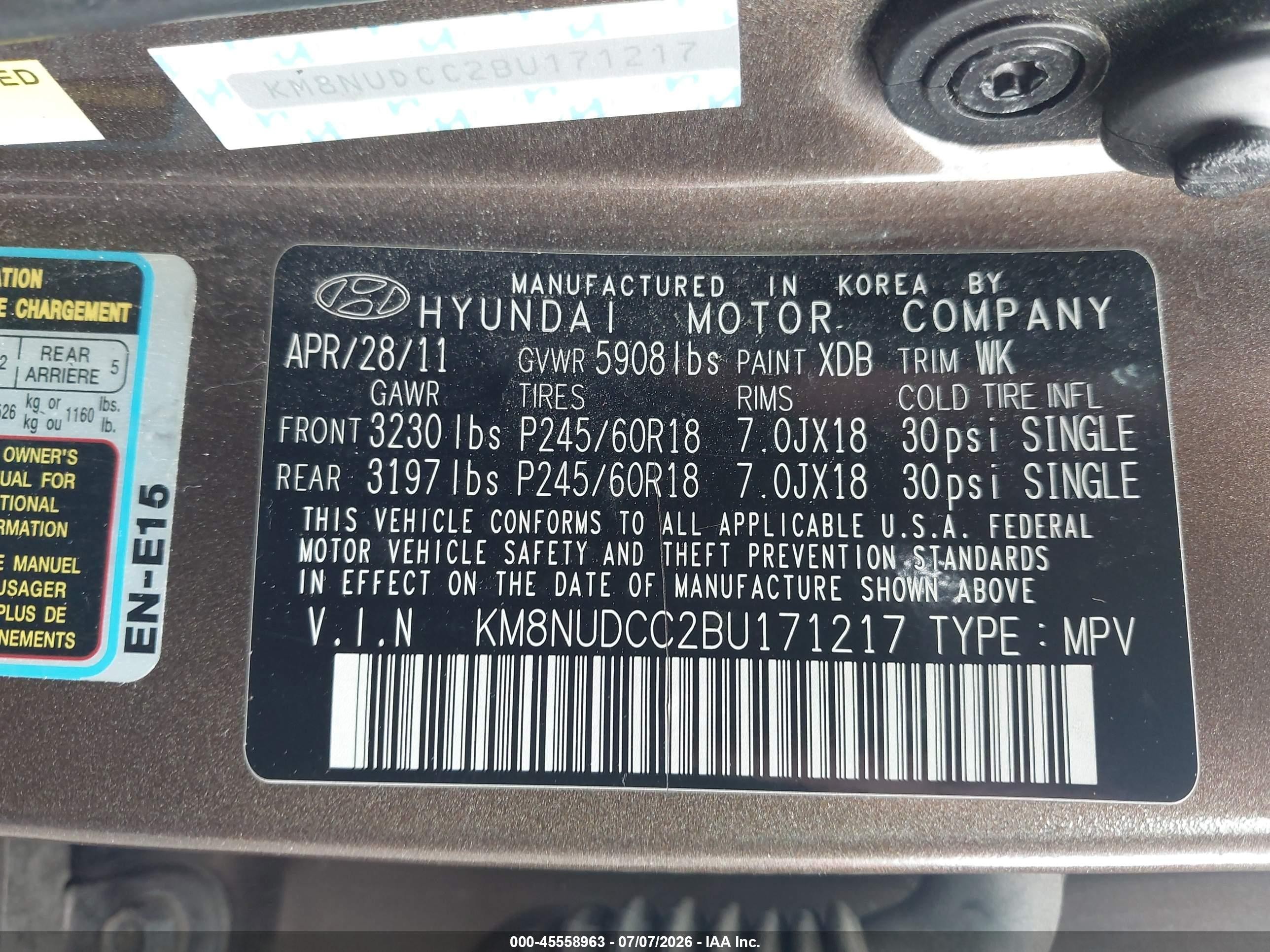 2011 Hyundai Veracruz Limited Brown vin: KM8NUDCC2BU171217