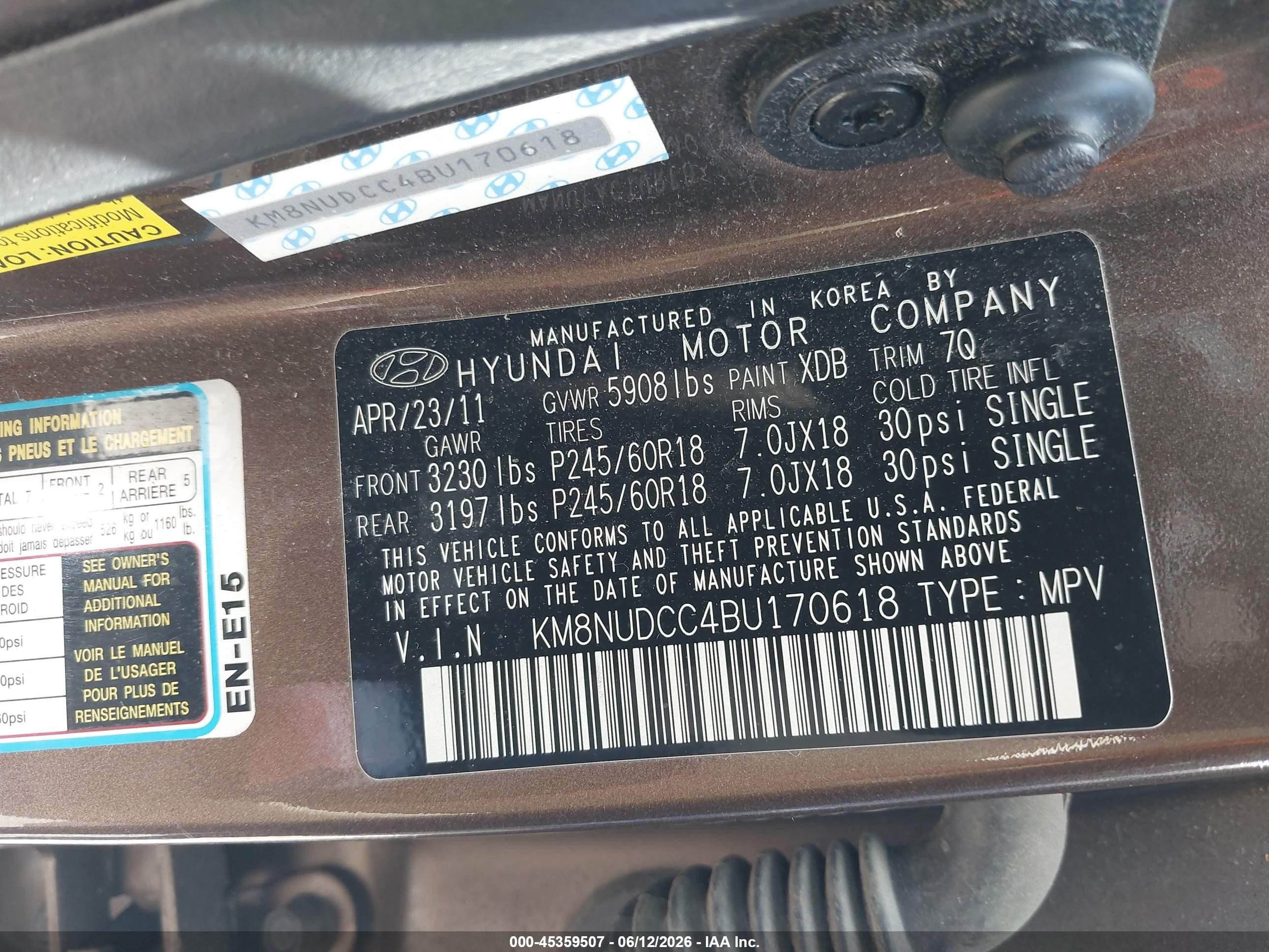 2011 Hyundai Veracruz Limited Brown vin: KM8NUDCC4BU170618