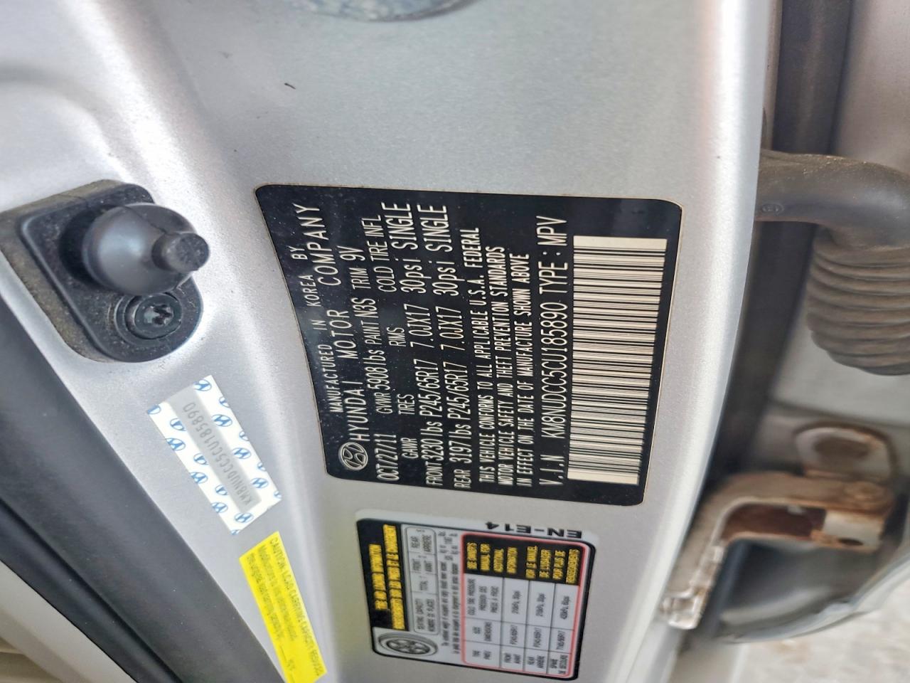 2012 Hyundai Veracruz Gls Silver vin: KM8NUDCC5CU185890