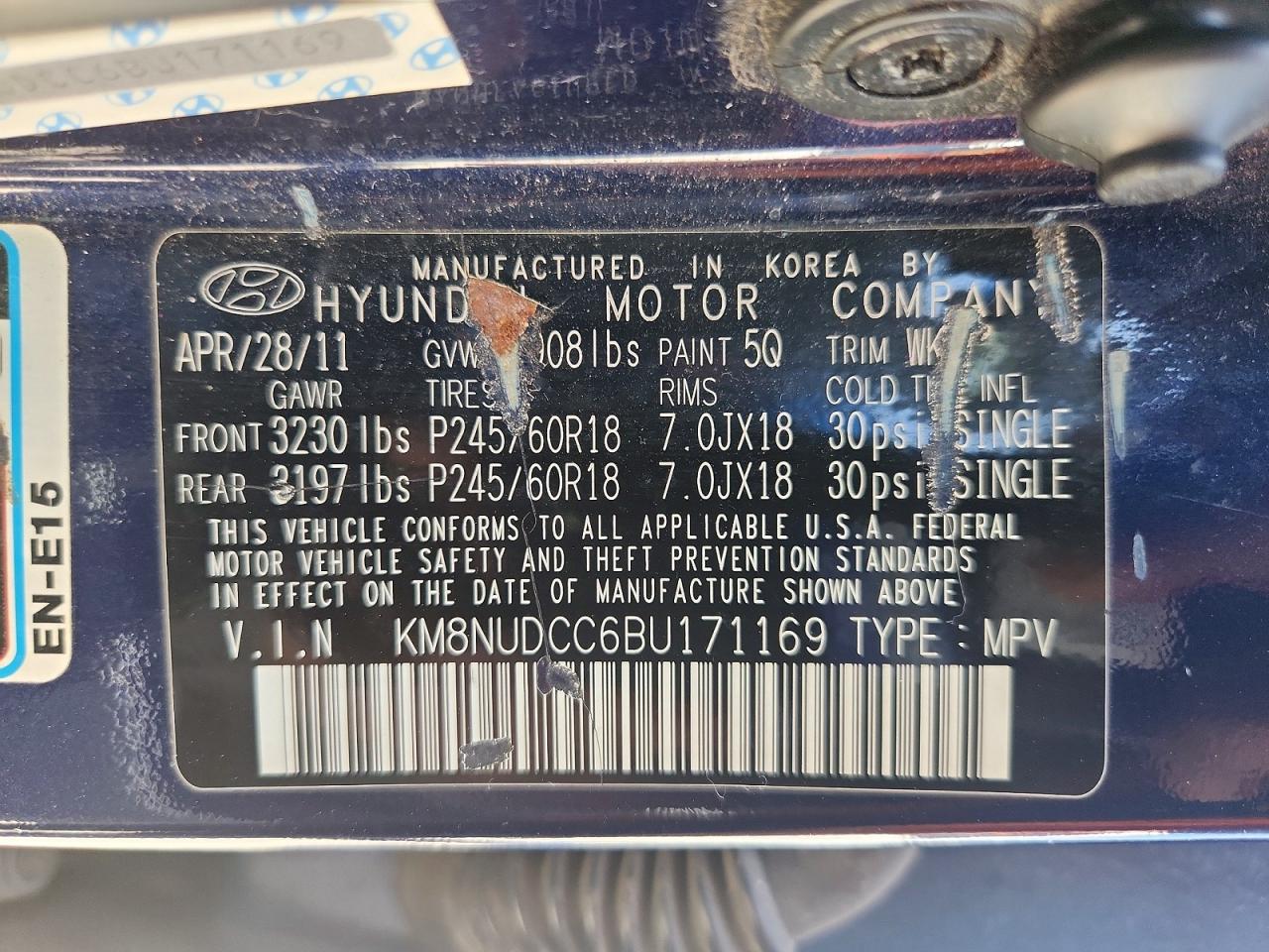 2011 Hyundai Veracruz Limited Синий vin: KM8NUDCC6BU171169