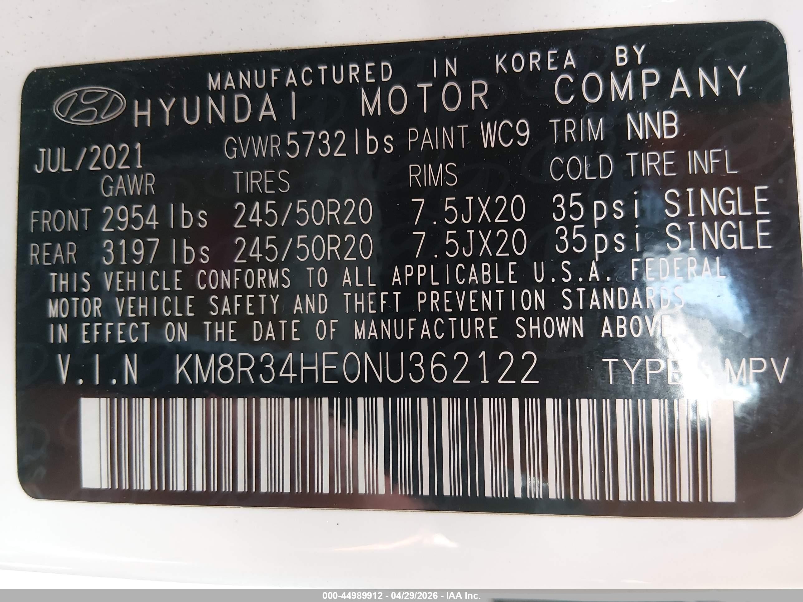 2022 Hyundai Palisade Sel White vin: KM8R34HE0NU362122