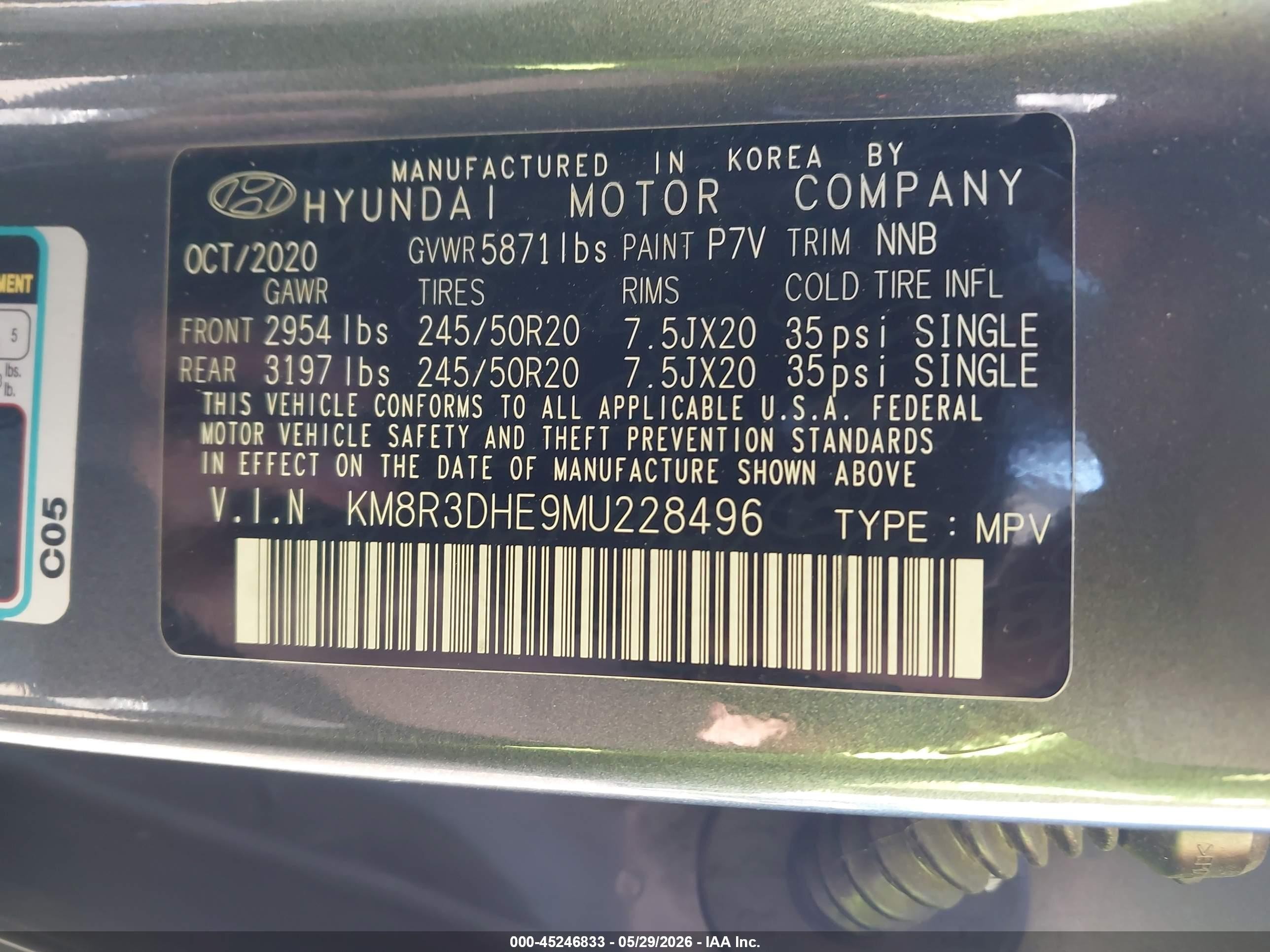 2021 Hyundai Palisade Sel Серый vin: KM8R3DHE9MU228496