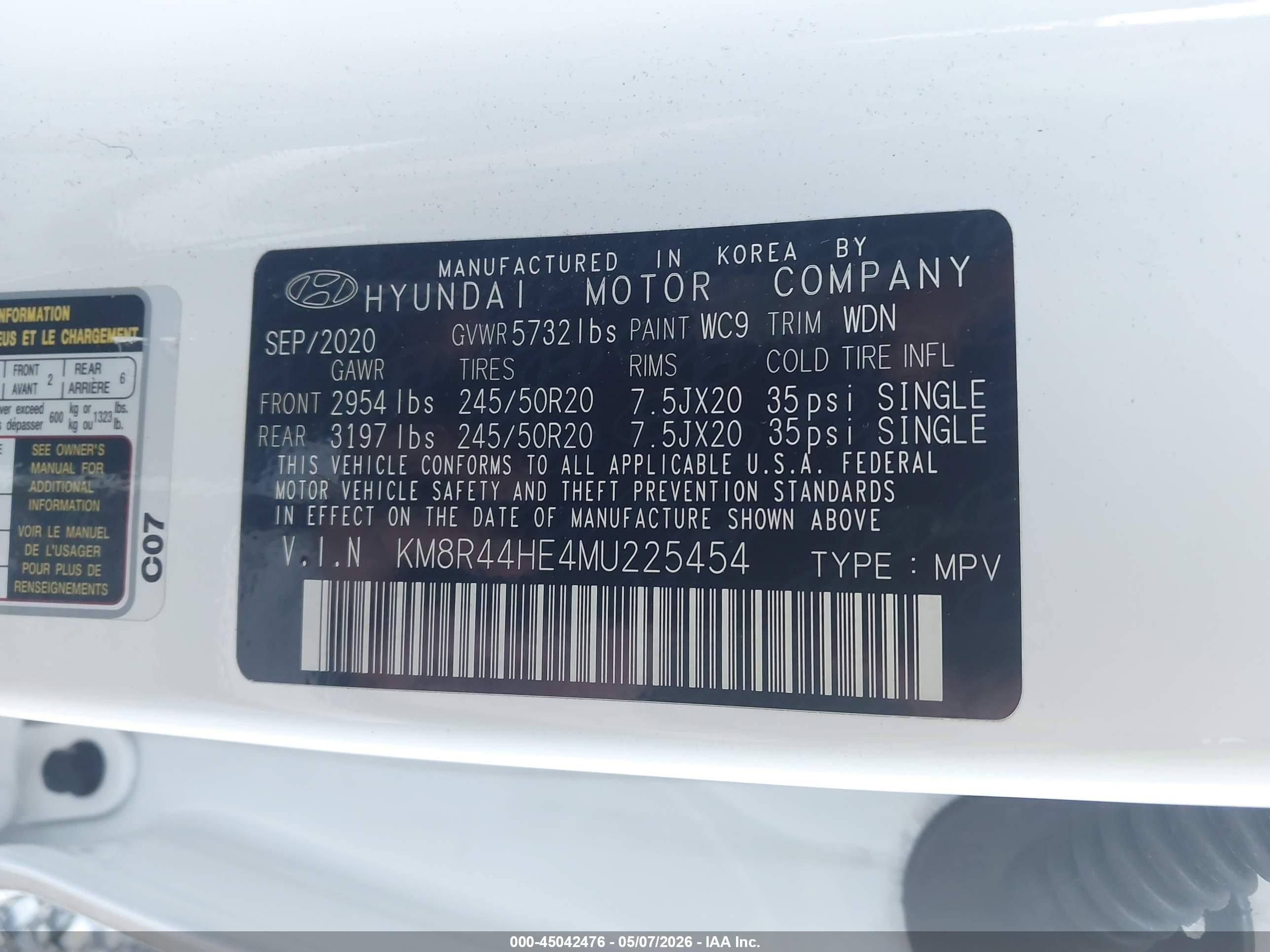 2021 Hyundai Palisade Sel Белый vin: KM8R44HE4MU225454