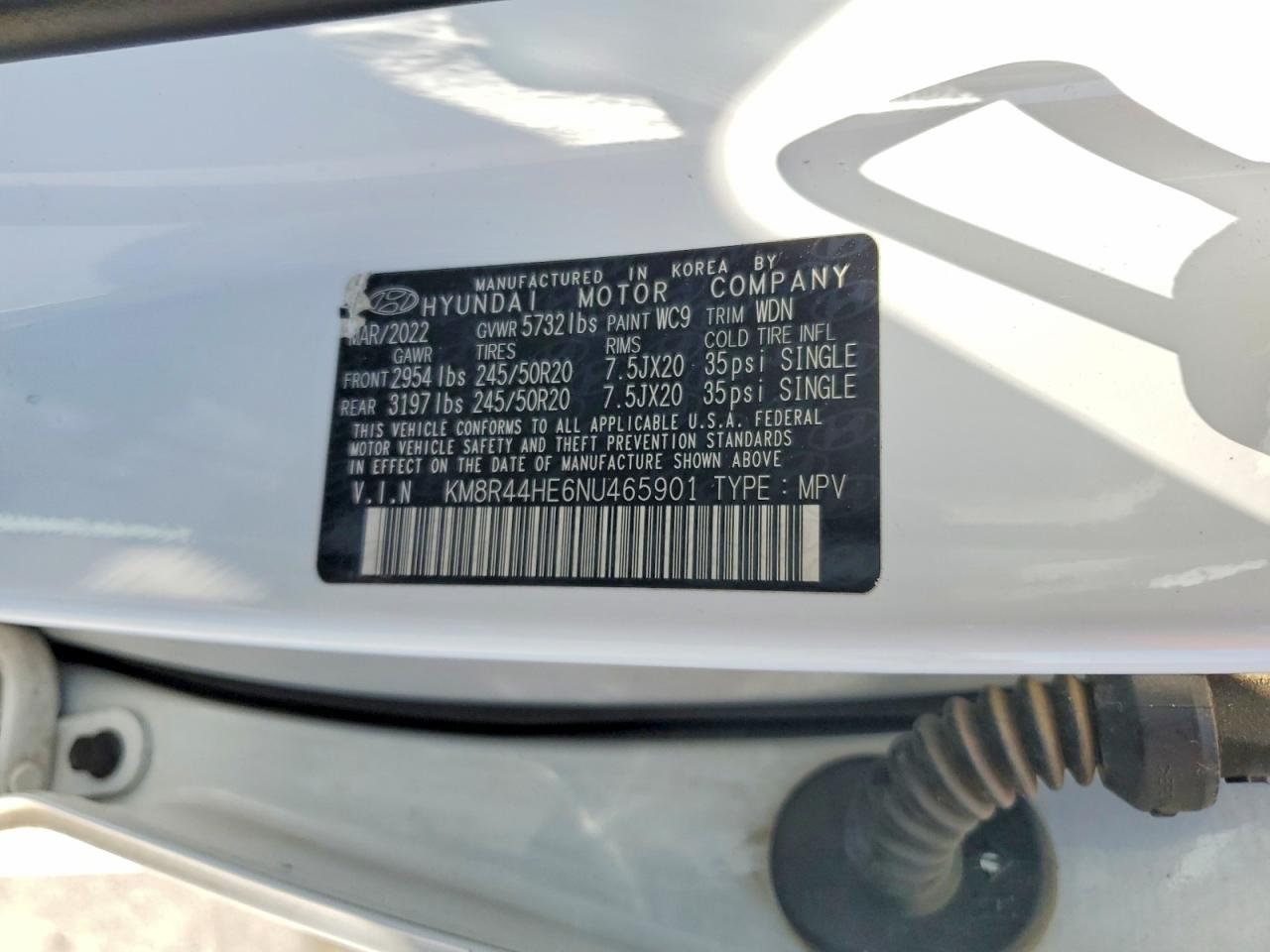 2022 Hyundai Palisade Sel White vin: KM8R44HE6NU465901