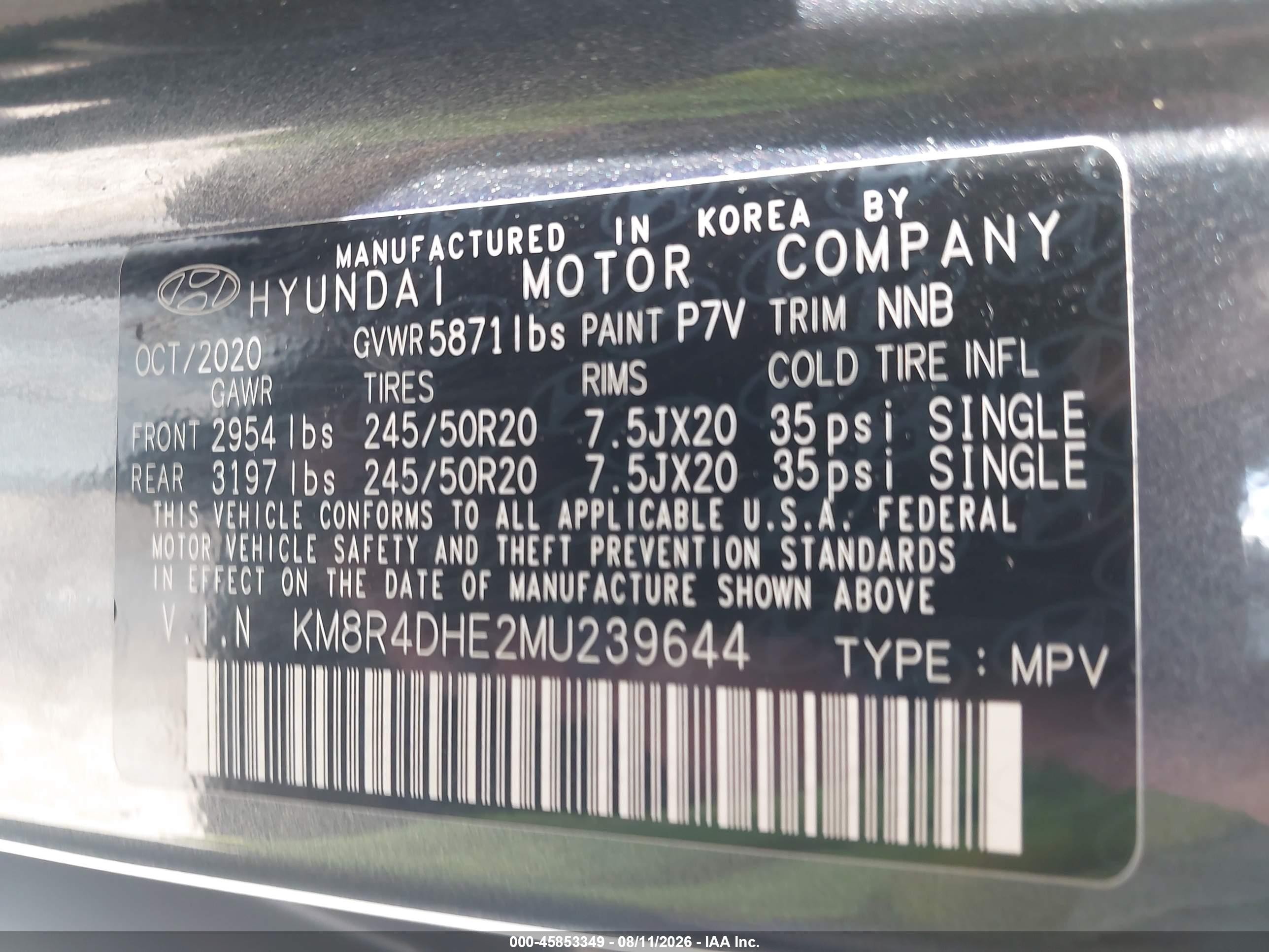 2021 Hyundai Palisade Sel Gray vin: KM8R4DHE2MU239644