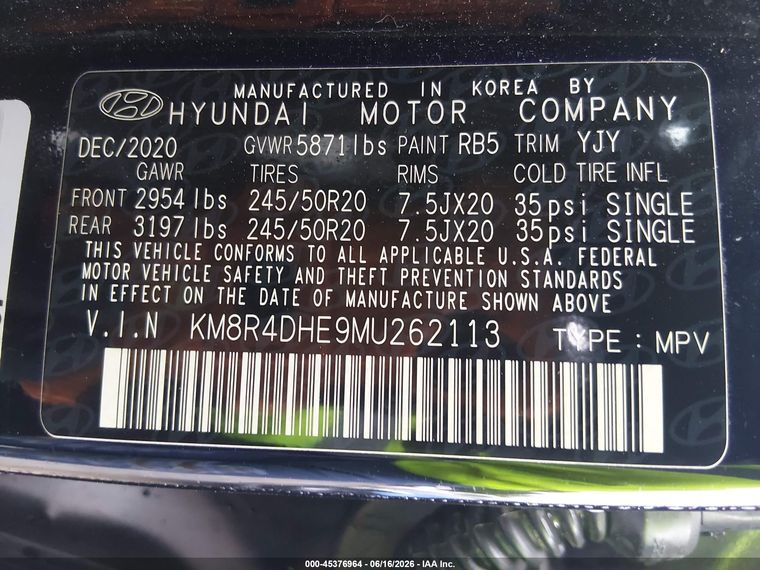 2021 Hyundai Palisade Sel Black vin: KM8R4DHE9MU262113