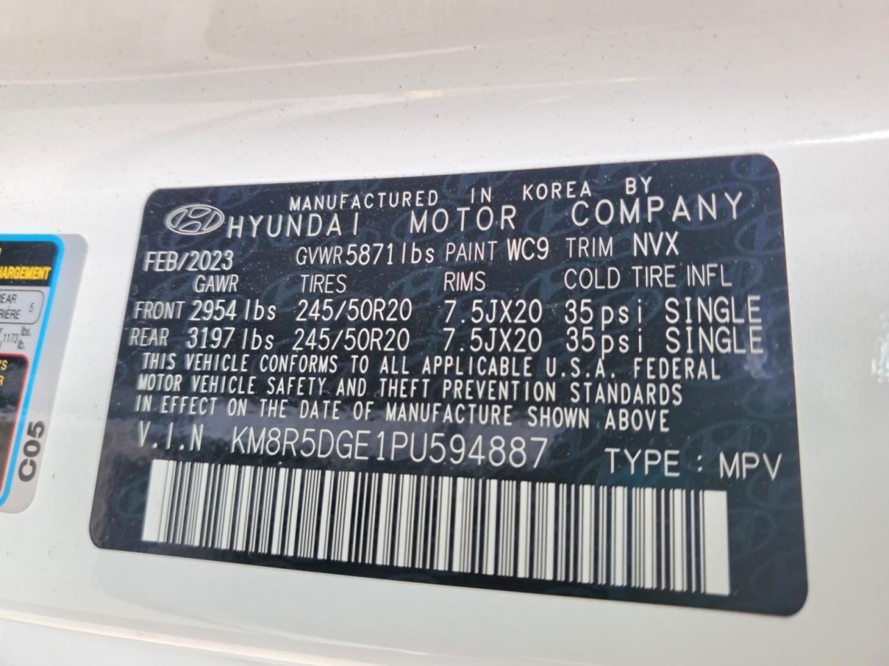 2023 Hyundai Palisade Limited Белый vin: KM8R5DGE1PU594887