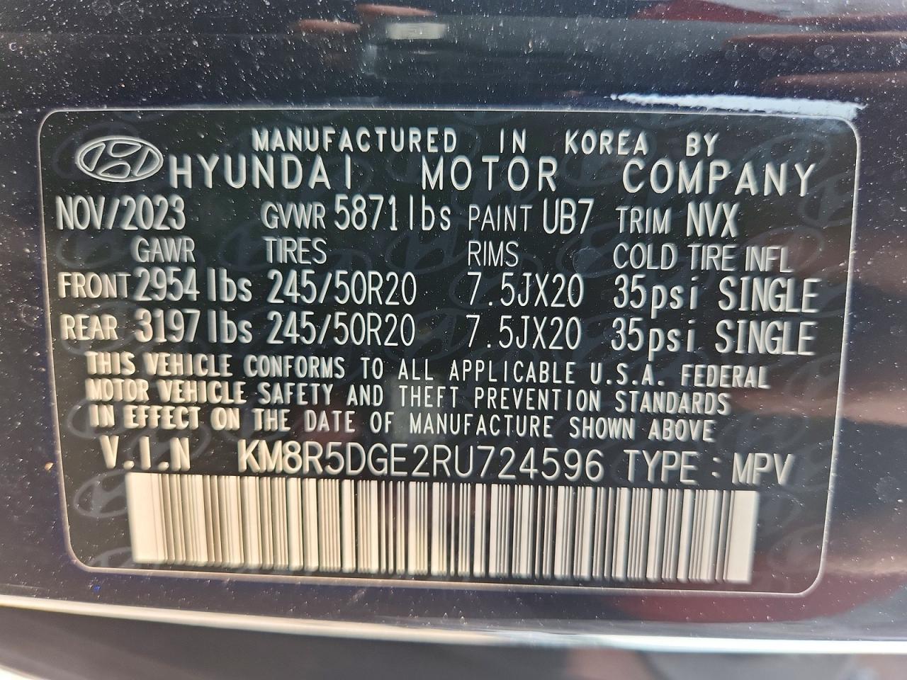 2024 Hyundai Palisade Limited Black vin: KM8R5DGE2RU724596