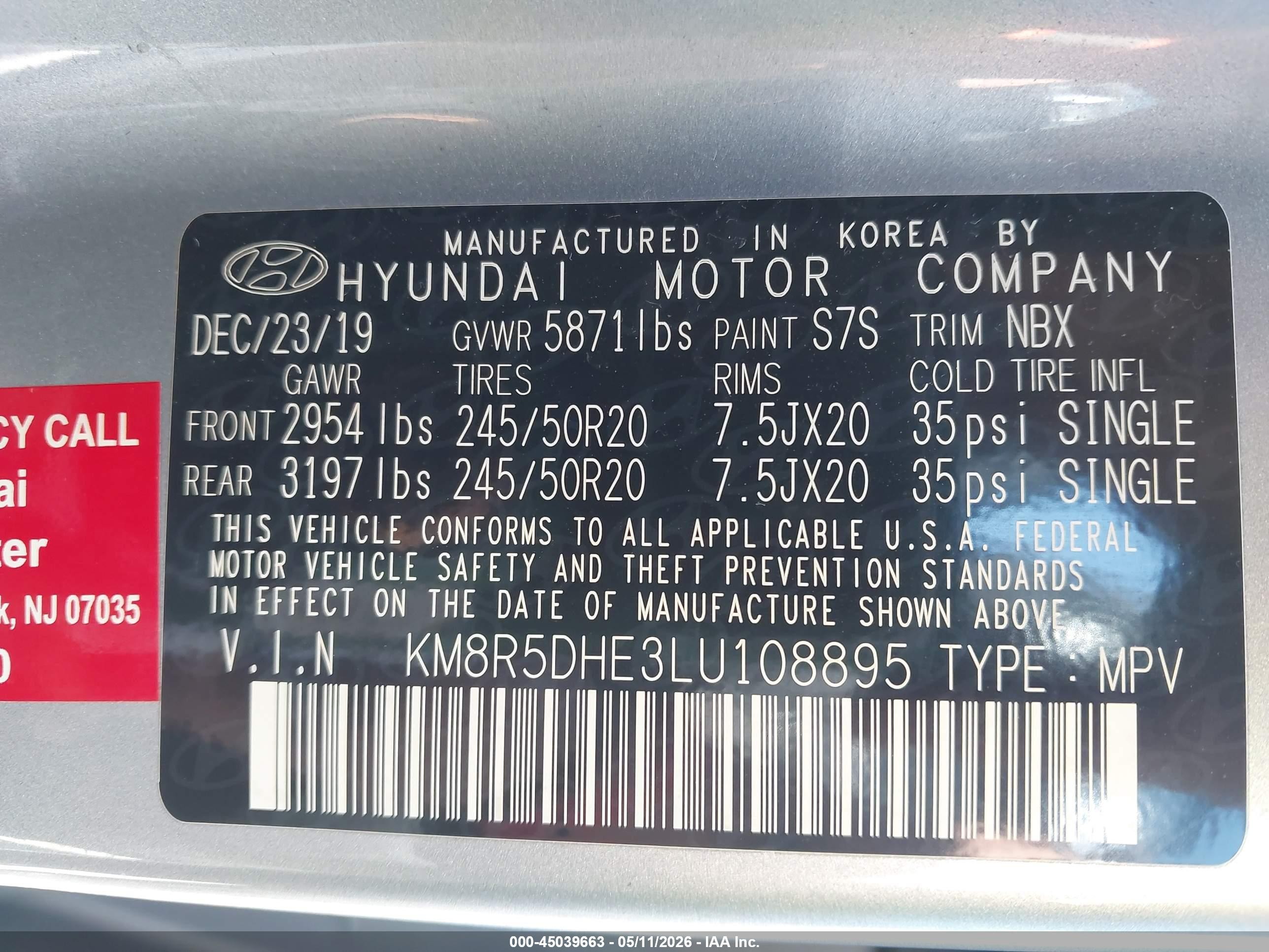 2020 Hyundai Palisade Limited Silver vin: KM8R5DHE3LU108895