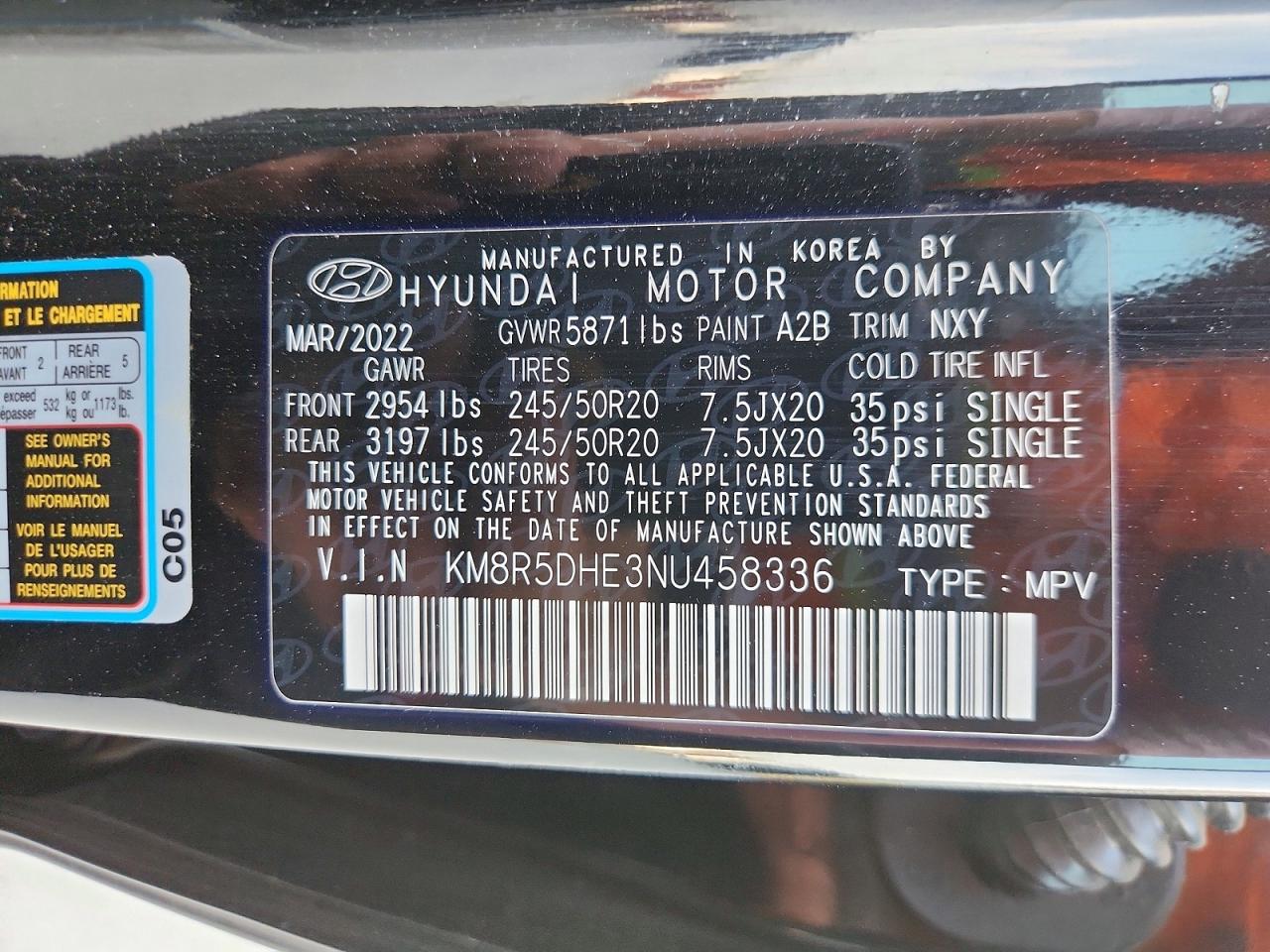 2022 Hyundai Palisade Limited Black vin: KM8R5DHE3NU458336