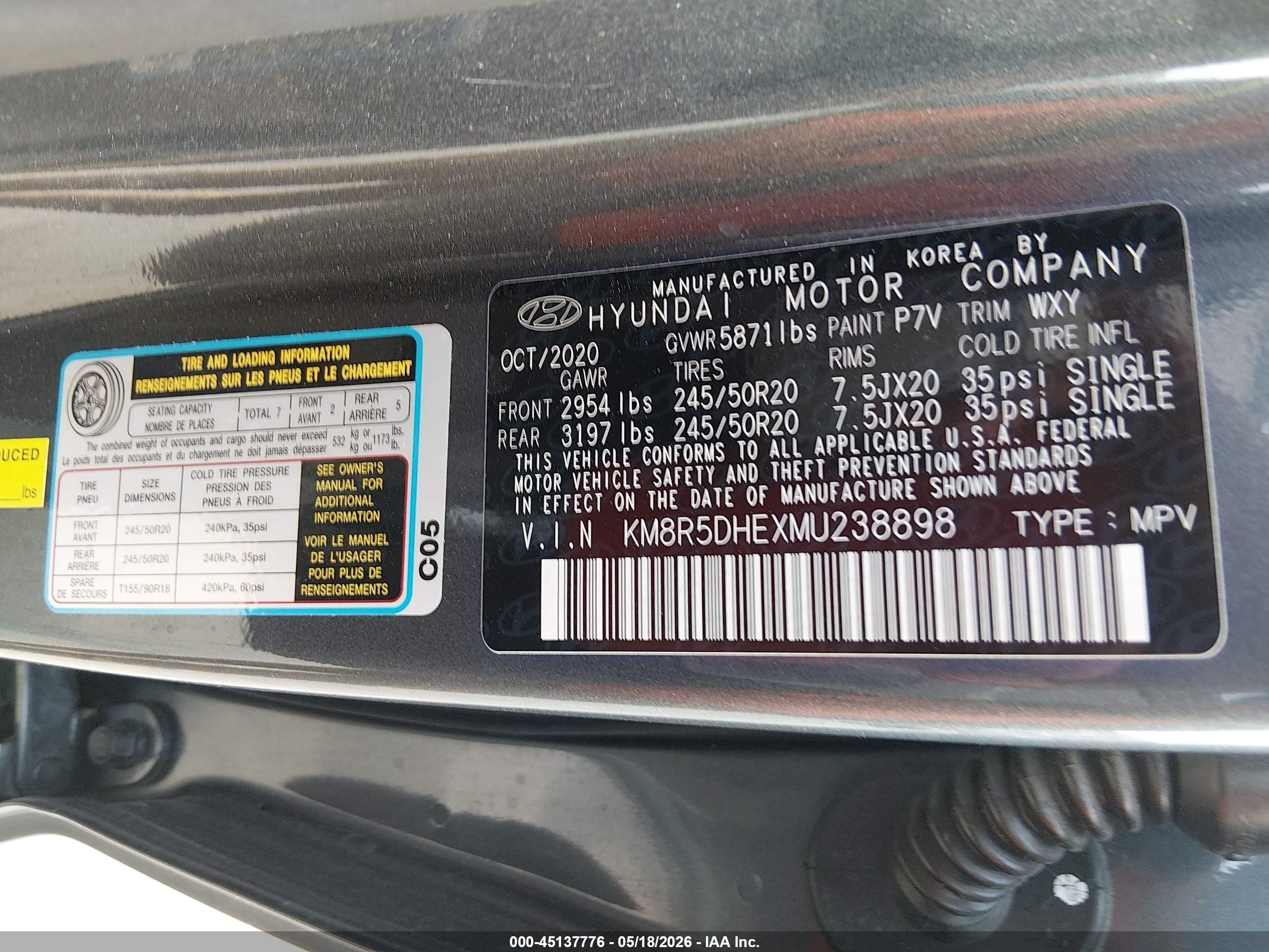 2021 Hyundai Palisade Limited Gray vin: KM8R5DHEXMU238898