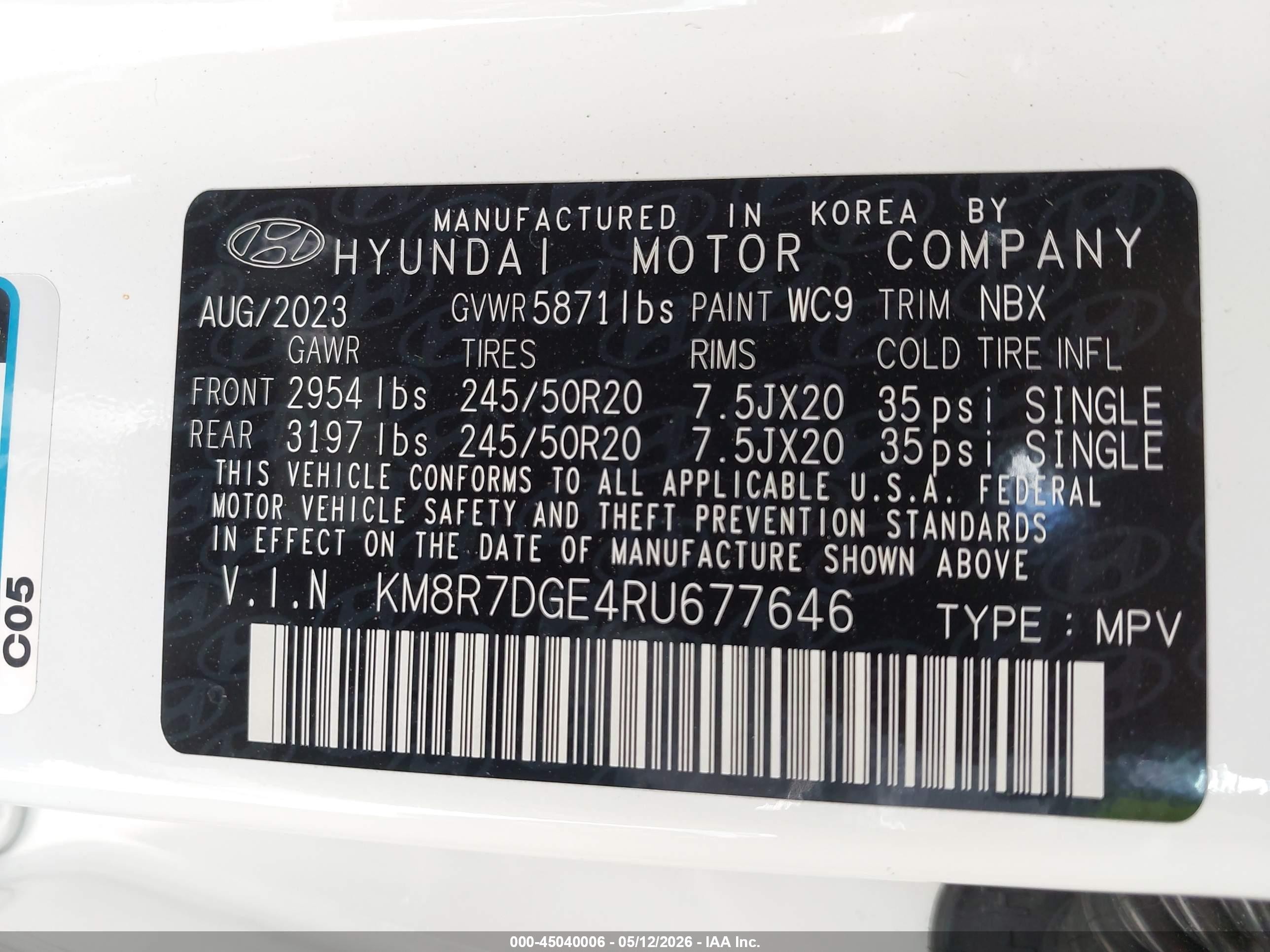 2024 Hyundai Palisade Calligraphy White vin: KM8R7DGE4RU677646